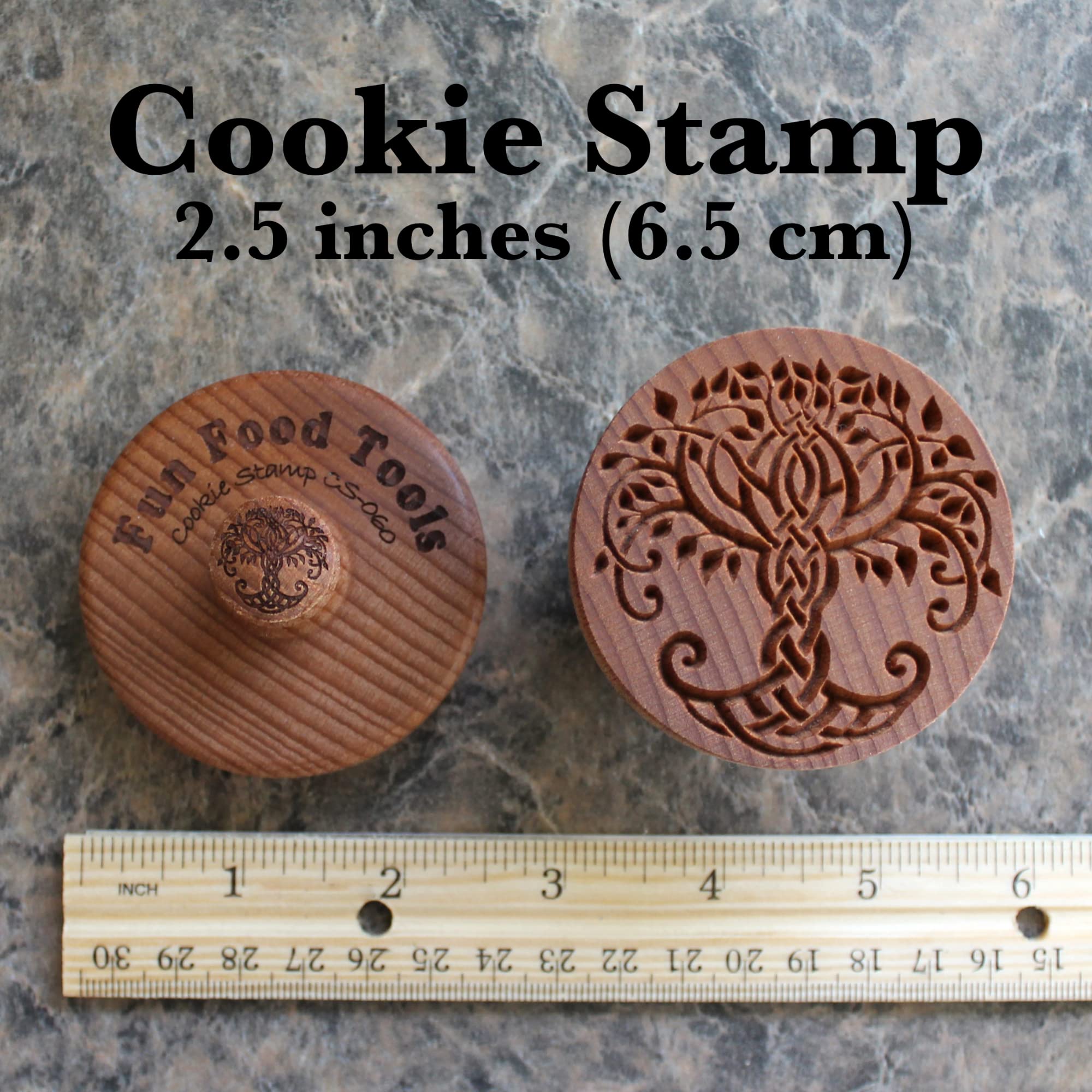 Fun Food Tools, Wood Cookie Stamp, 2.5 Inch (Celtic Tree CS-060)