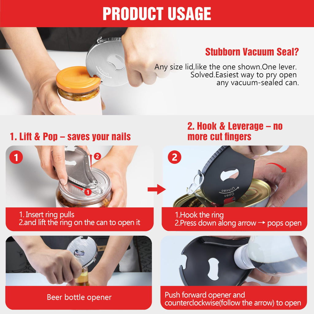 Uinxan Multifunction Bottle Opener-Ideal for Weak Hands & Seniors Arthritis