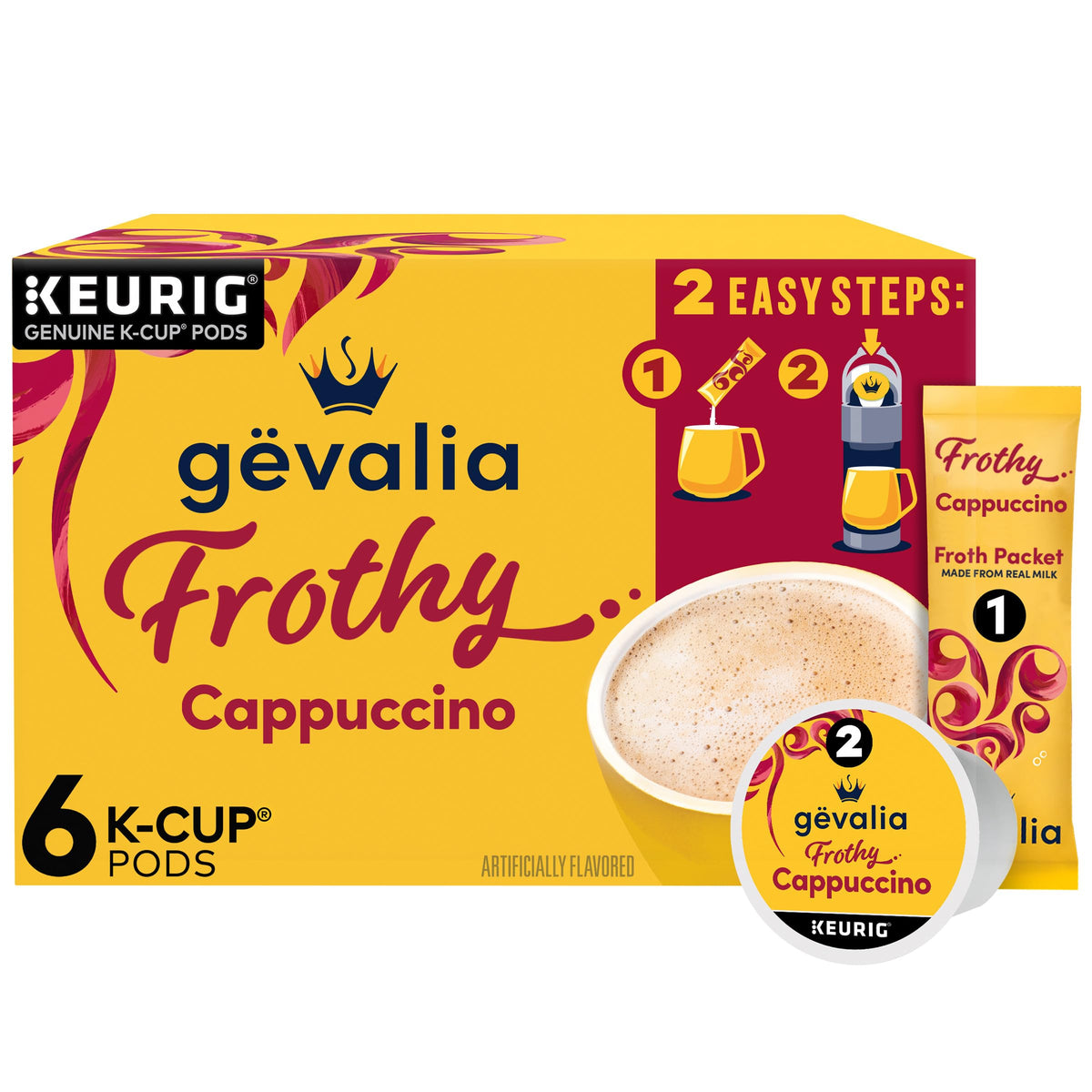 Gevalia K‐Cup® Coffee Pods & Froth Packets Kit, 6 ct, Cappuccino Espresso