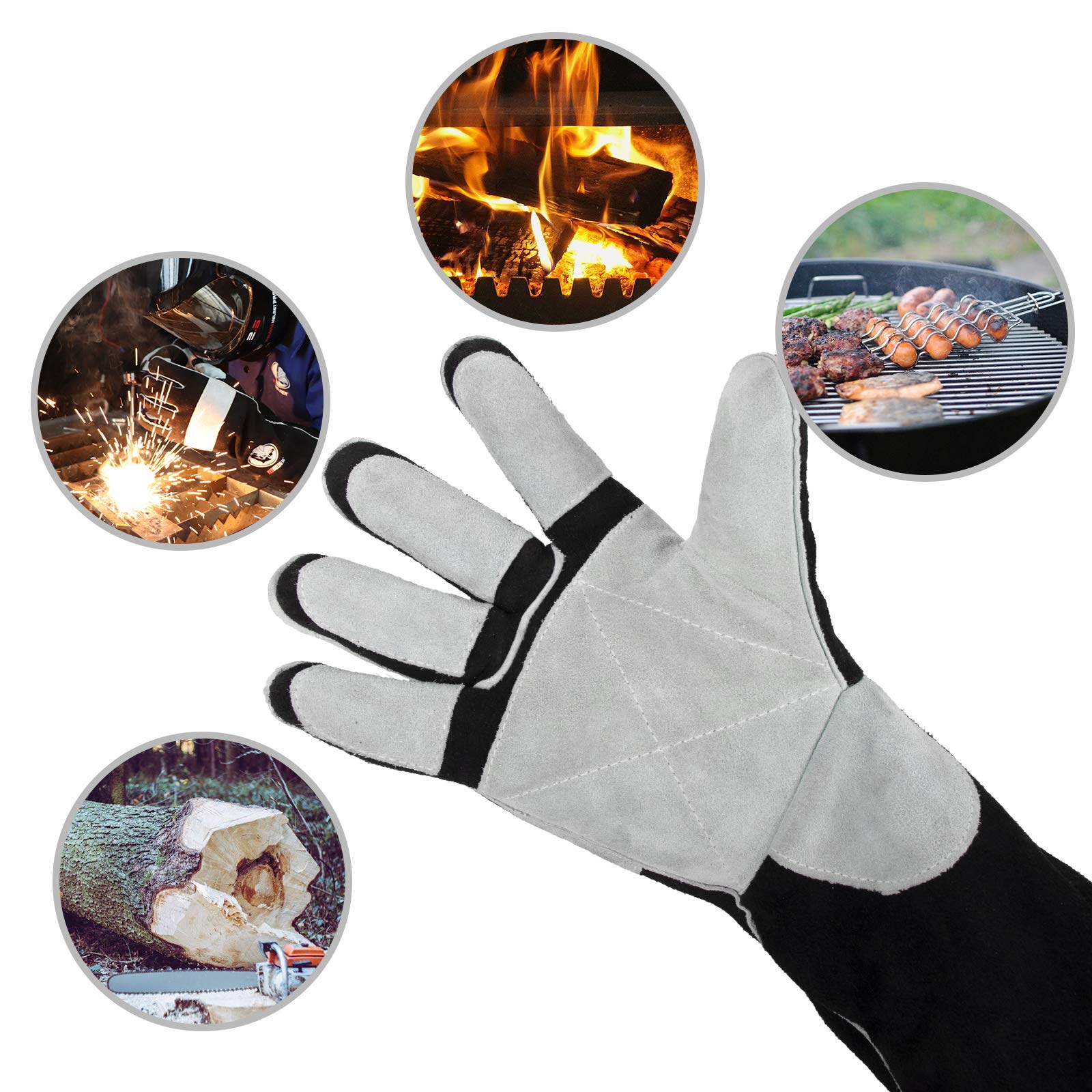 YESWELDER 16 Inches 932℉ Leather Forge MIG Welding Gloves