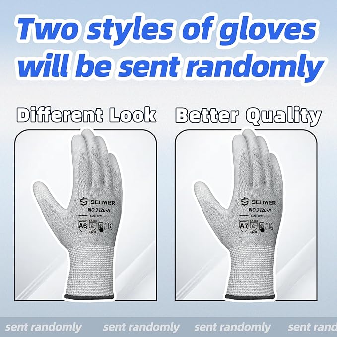 Schwer 3 Pairs AIR-SOFT Cut Resistant Gloves AR7120 ANSI A6 Cut Proof Work Gloves, Touchscreen, for Men and Women Used for Woodworking, Glass Cutting, Construction, Cargo Handling, Car Repair, XL