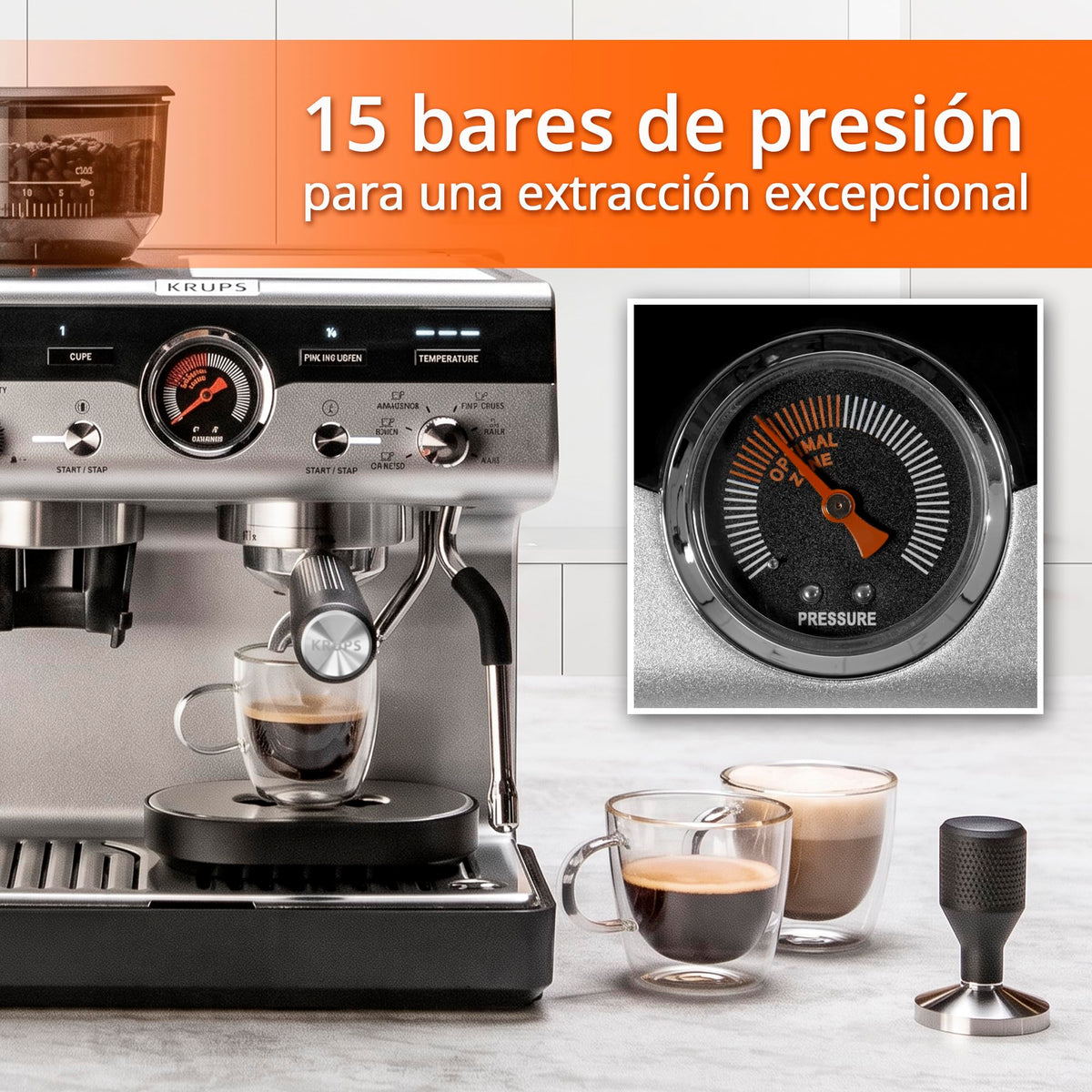 KRUPS Barista Espresso Machine with Built-In Grinder, 30 Settings