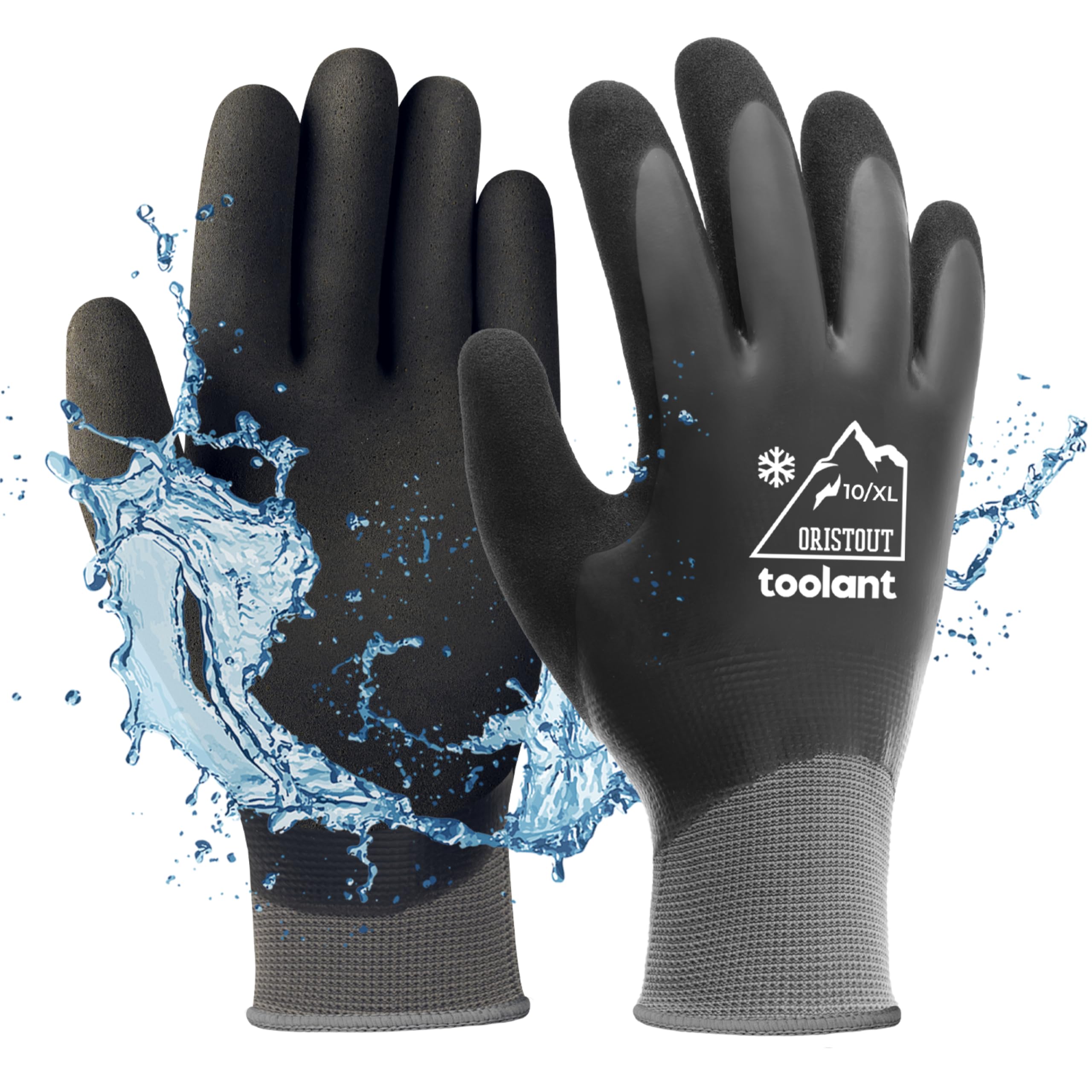 OriStout Waterproof Winter Work Gloves for Men and Women, 1 Pair, Grey, S