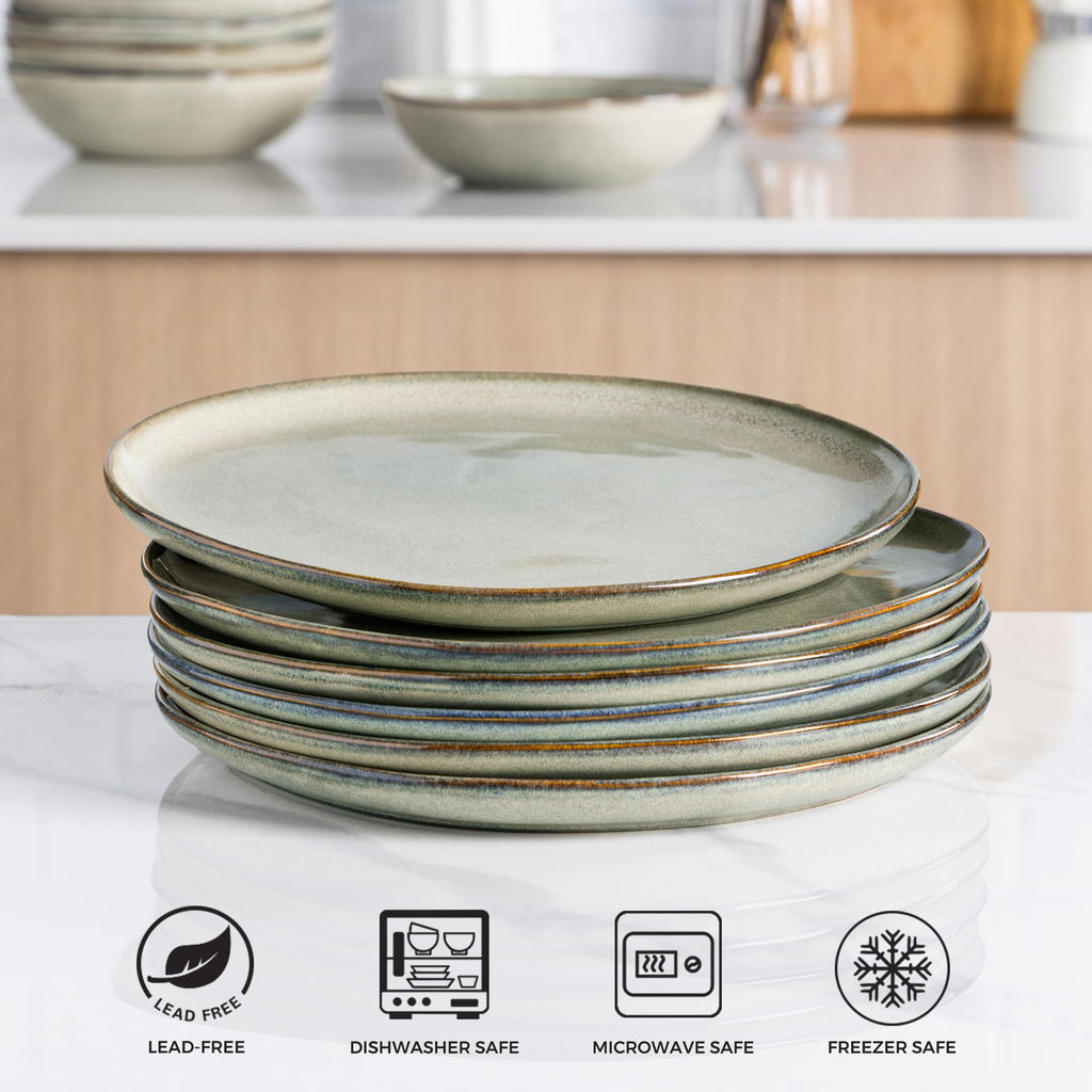 AmorArc Ceramic Plates Set of 6,8.5 Inch Stoneware Small Dinner Plates Set