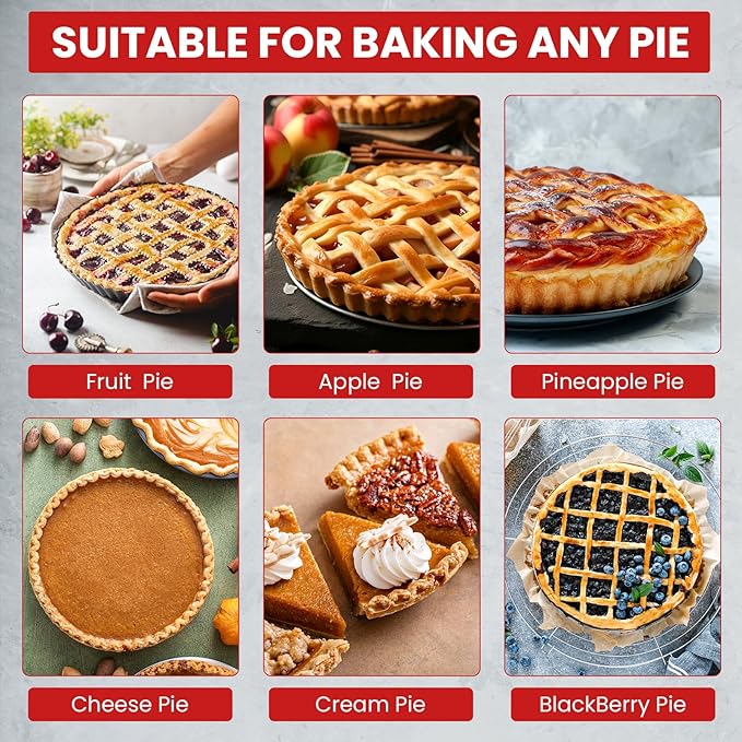 Tart Pan with Removable Bottom,9 Inch 10 Inch Tart and Quiche Pan,Non-stick Round Carbon Steel Deep Fluted Pie Pan with Crust Shaper Ring - Quiche Baking Dish Tart Pans For Baking,Set of 2