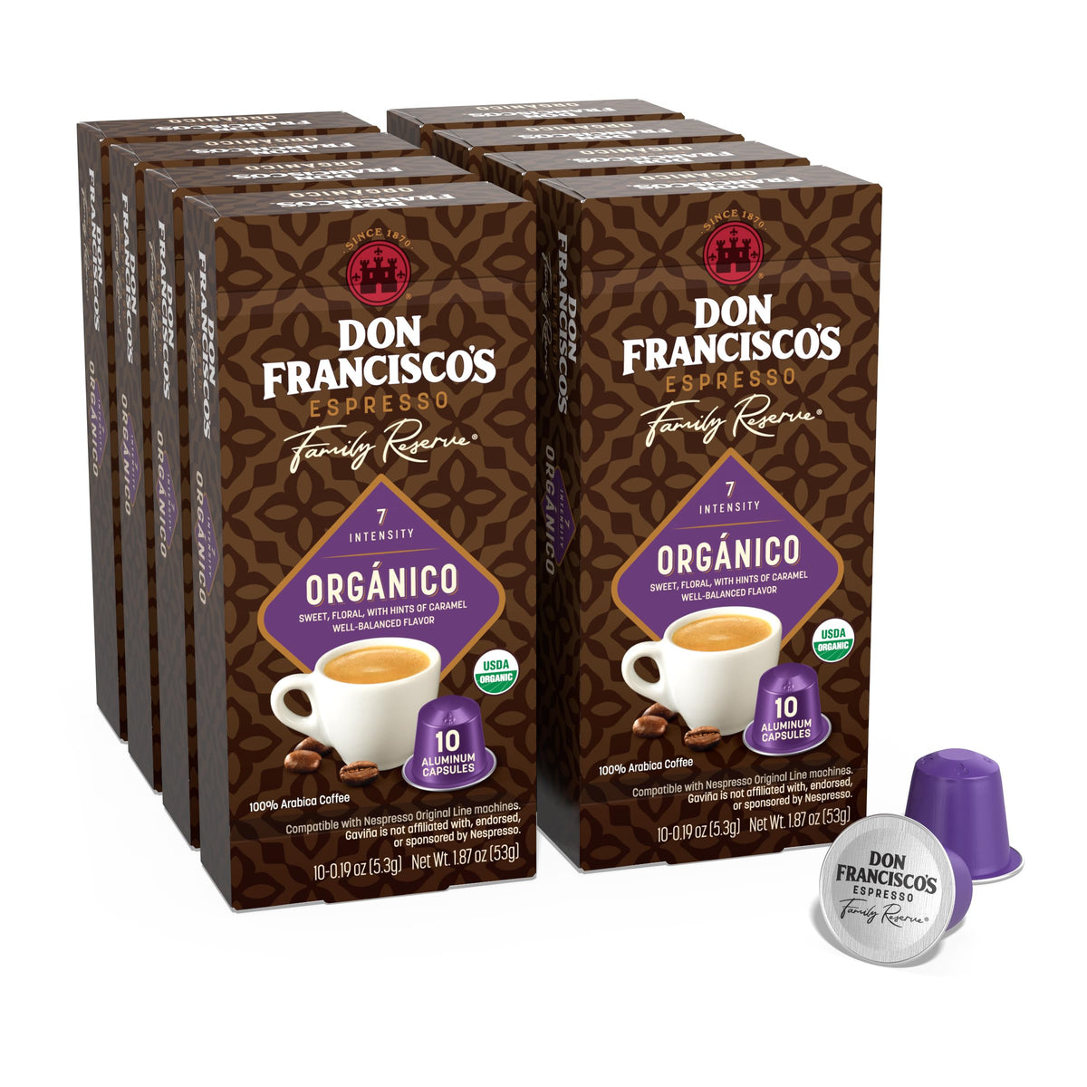 Don Francisco's Organico Espresso Capsules, Dark Roast, 80ct
