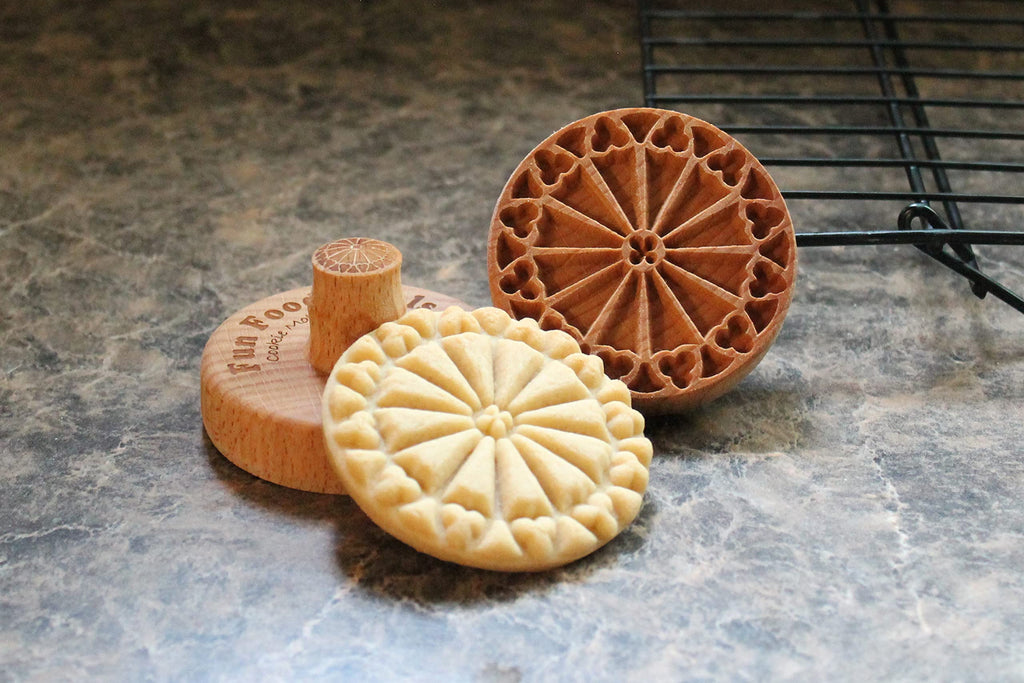 Fun Food Tools, Wood Cookie Stamp, 2.5 Inch (Rose Window CS-003)