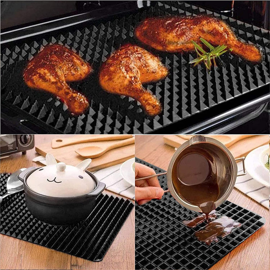 Wolecok Silicone Baking Mat Red Pyramid Non Stick Bacon Microwave Tray Pastry Mats Red BBQ Grill Mat Baking Supplies oven Liners For Bottom Of Oven - 16 X 11''Silicone Mats For Kitchen Counter 1 Pack