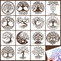 Yazhiji 15Pcs 6 x 6 Inch Tree of Life Stencil, Reusable Stencils for Painting on Wood Decoration Painting Templates for Wall Floor DIY Decorations Christmas Gifts for Kids