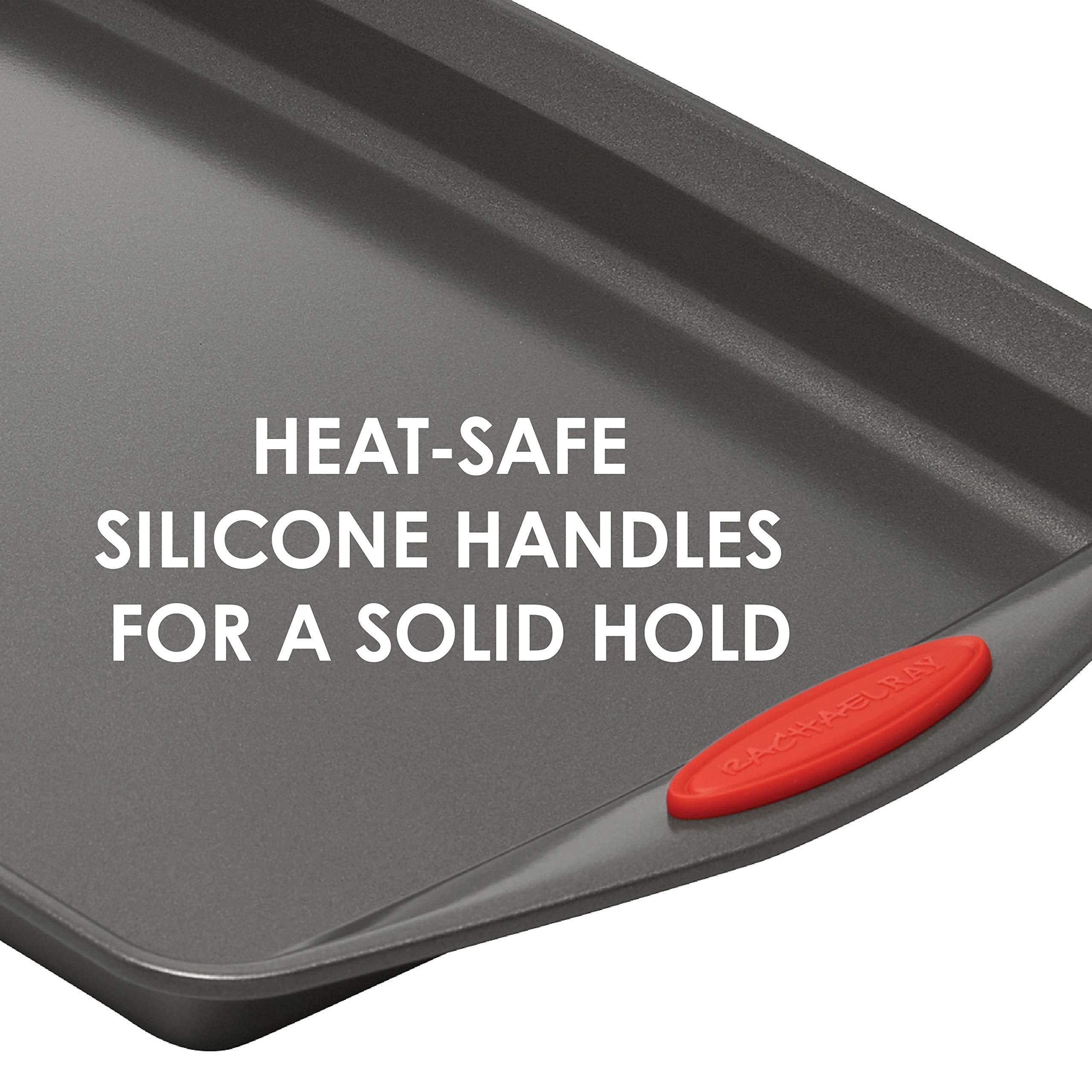 Rachael Ray 47964 Oven Lovin' Nonstick Bakeware Springform Baking Pan With Grips / Nonstick Springform Cake Pan With Grips / Nonstick Cheesecake Pan With Grips, Round - 9 Inch, Gray