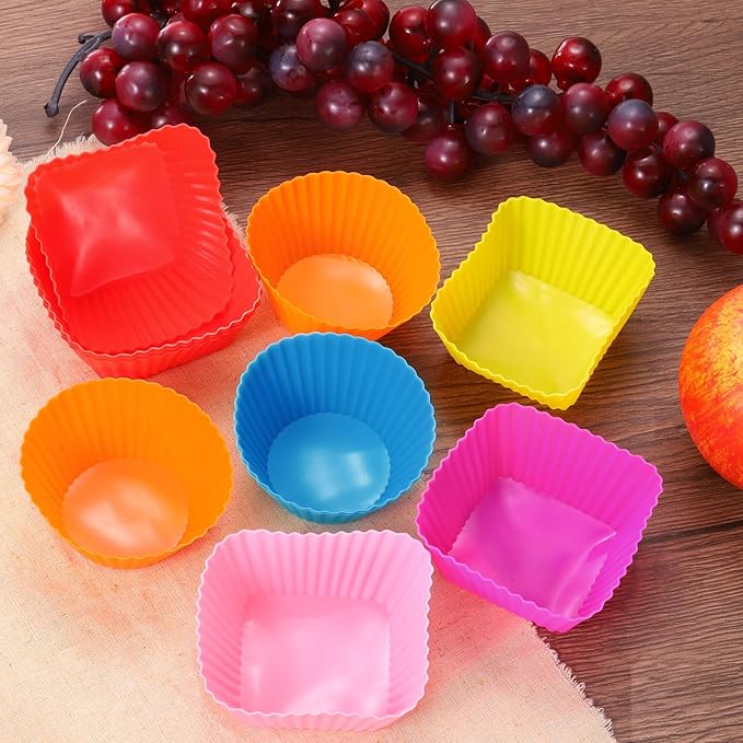 uxcell 36Pcs Silicone Cupcake Baking Cups, Silicone Muffins Liners Non-Stick Square Baking Cups, for Cooking Eggs Baking Muffins and Make a Cake(Orange)