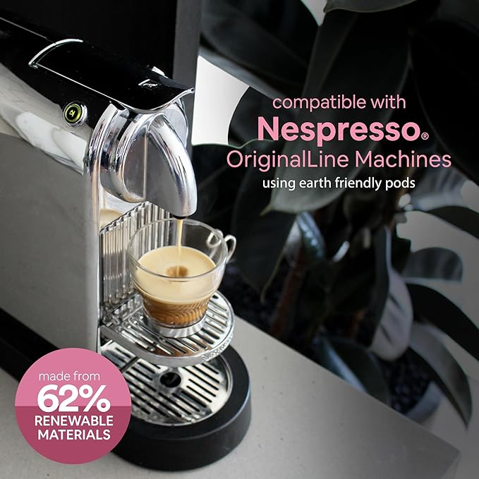 WOKEN COFFEE Compostable Nespresso Pods - Portofino Medium Roast Italian Espresso Coffee Capsules Compatible With Nespresso Coffee Machine (40 Pod Count, 4 Boxes)
