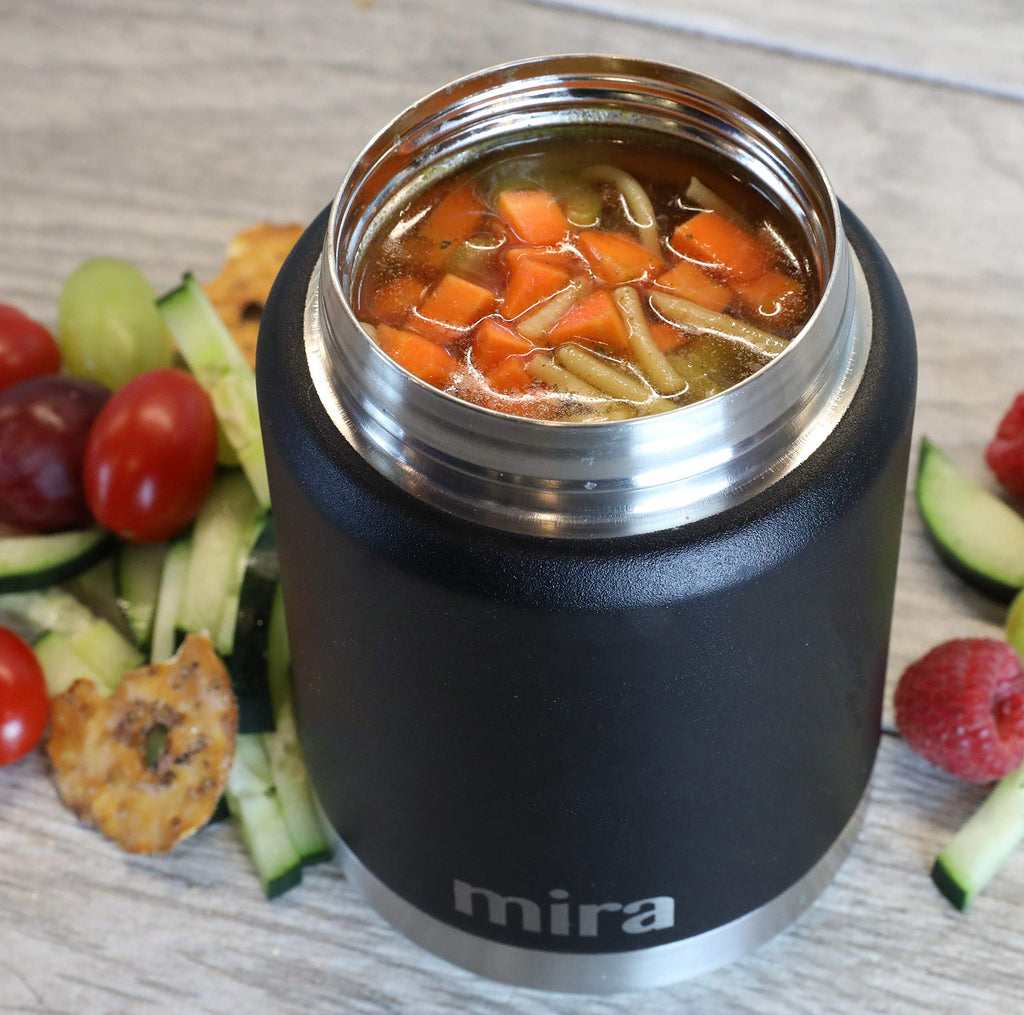 MIRA 15 oz Insulated Food Thermo for hot and cold foods - Leak-Proof Stainless Steel Container with Spoon - Pearl Blue