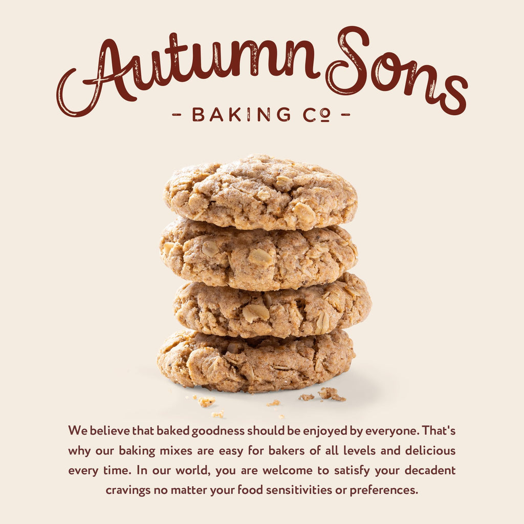 Autumn Sons Baking Co. Gluten Free Oatmeal Cinnamon Cookie Mix. Vegan Plant Based Baking Mix. Top 9 Allergen Free. Dairy Free, Nut Free, Soy Free, Non GMO. 9.3 oz (Pack of 3)