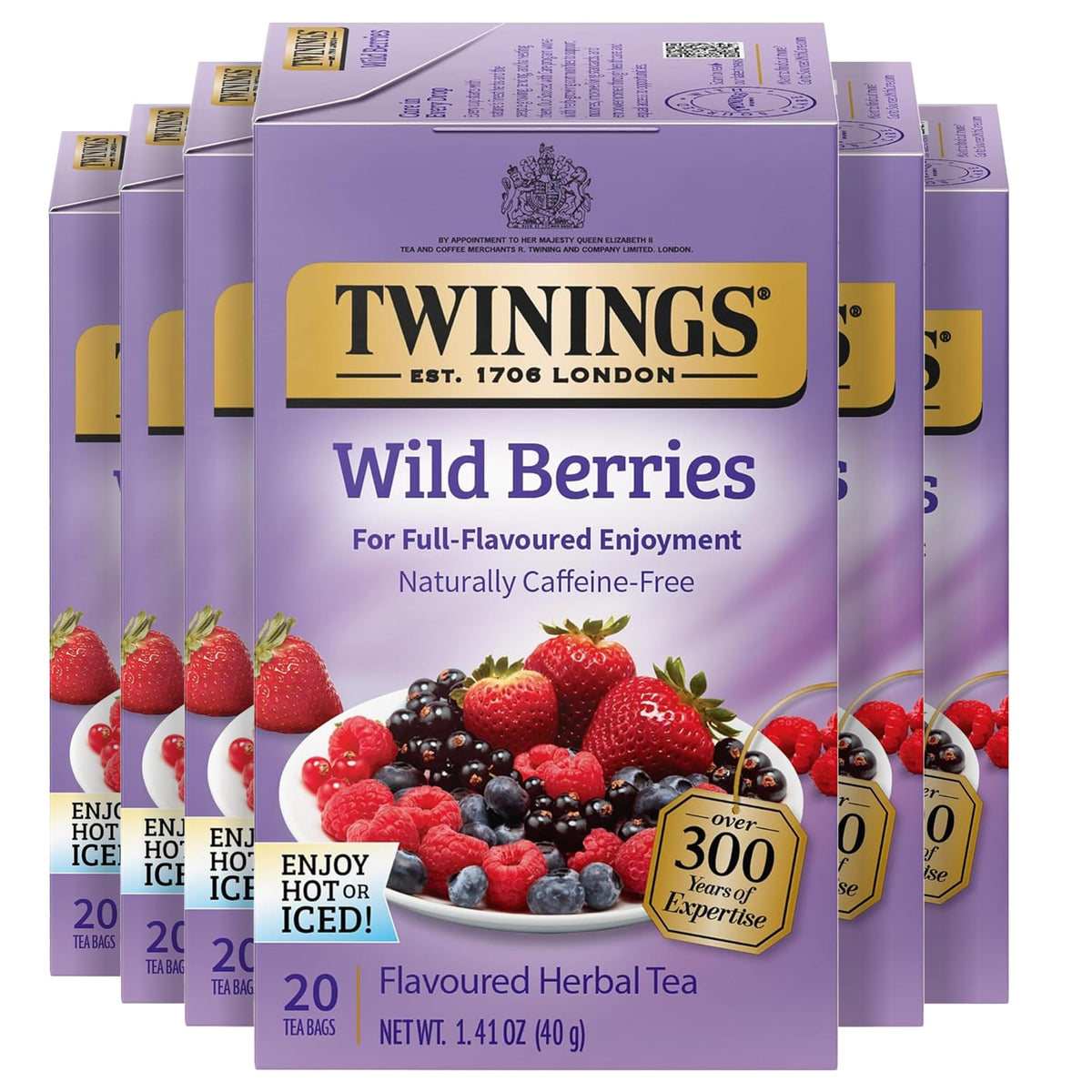 Twinings English Breakfast Black Tea Individually Wrapped Bags, 20 Count (Pack of 6), Flavourful, Robust, Caffeinated, Enjoy Hot or Iced, 120 Teabags