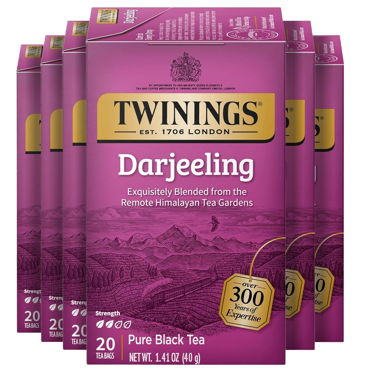Twinings English Breakfast Black Tea Individually Wrapped Bags, 20 Count (Pack of 6), Flavourful, Robust, Caffeinated, Enjoy Hot or Iced, 120 Teabags