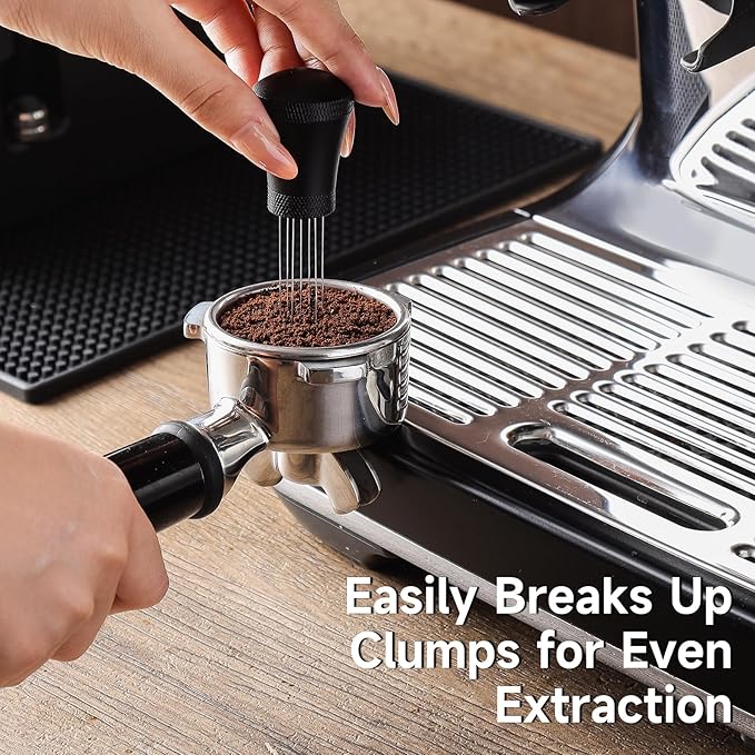 KitchenTour Espresso Accessories Kit 53.5mm, WDT Tool, Dosing Funnel and Puck Screen Set, 304 Stainless Steel Needle Coffee Distribution Stirrer, Portafilter Dosing Ring for Barista 53.5mm