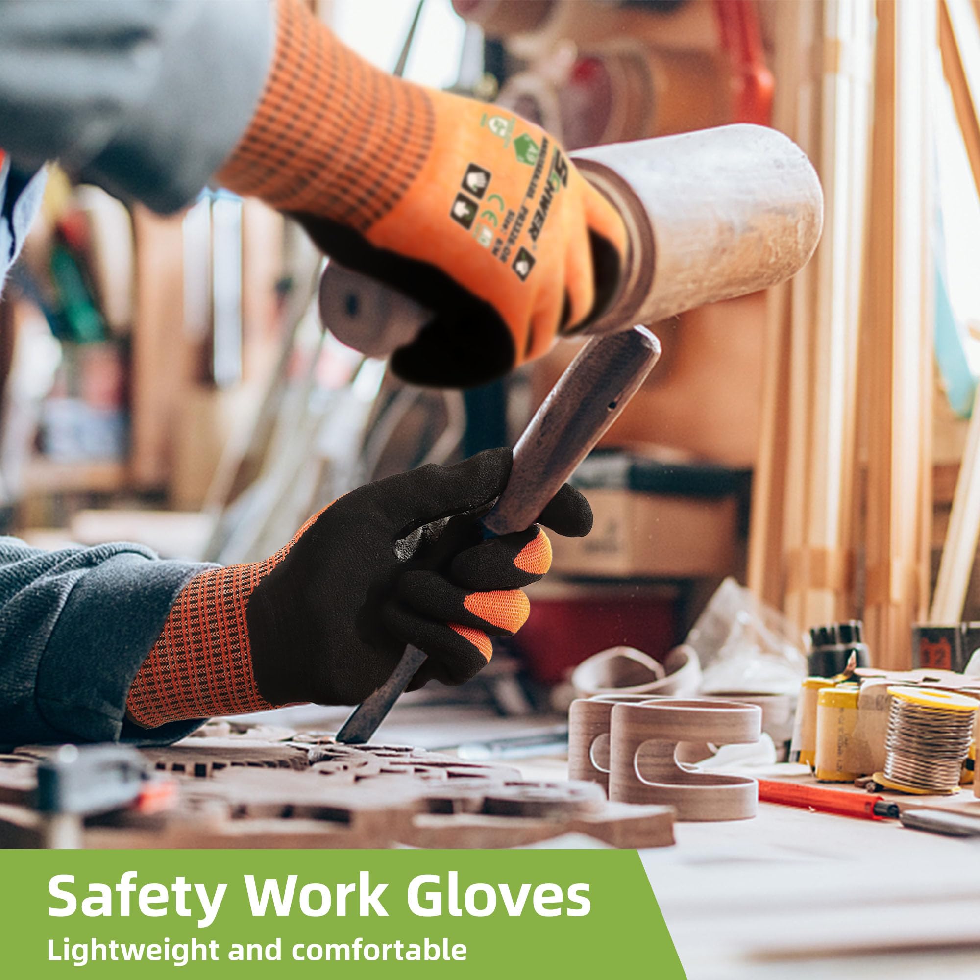 Schwer ProGuard Highest Level Cut Resistant Work Gloves PR3326 for Extreme Protection, ANSI A9 Cut Gloves with Reinforced Thumb, Non Slip, Breathable, Cooling, Durable, Touch-screen, Orange 2 Pairs（S）