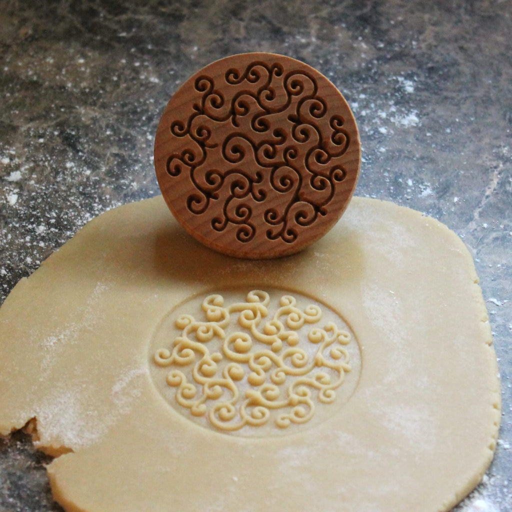 Fun Food Tools, Wood Cookie Stamp, 2.5 Inch (D Vine CS-038)