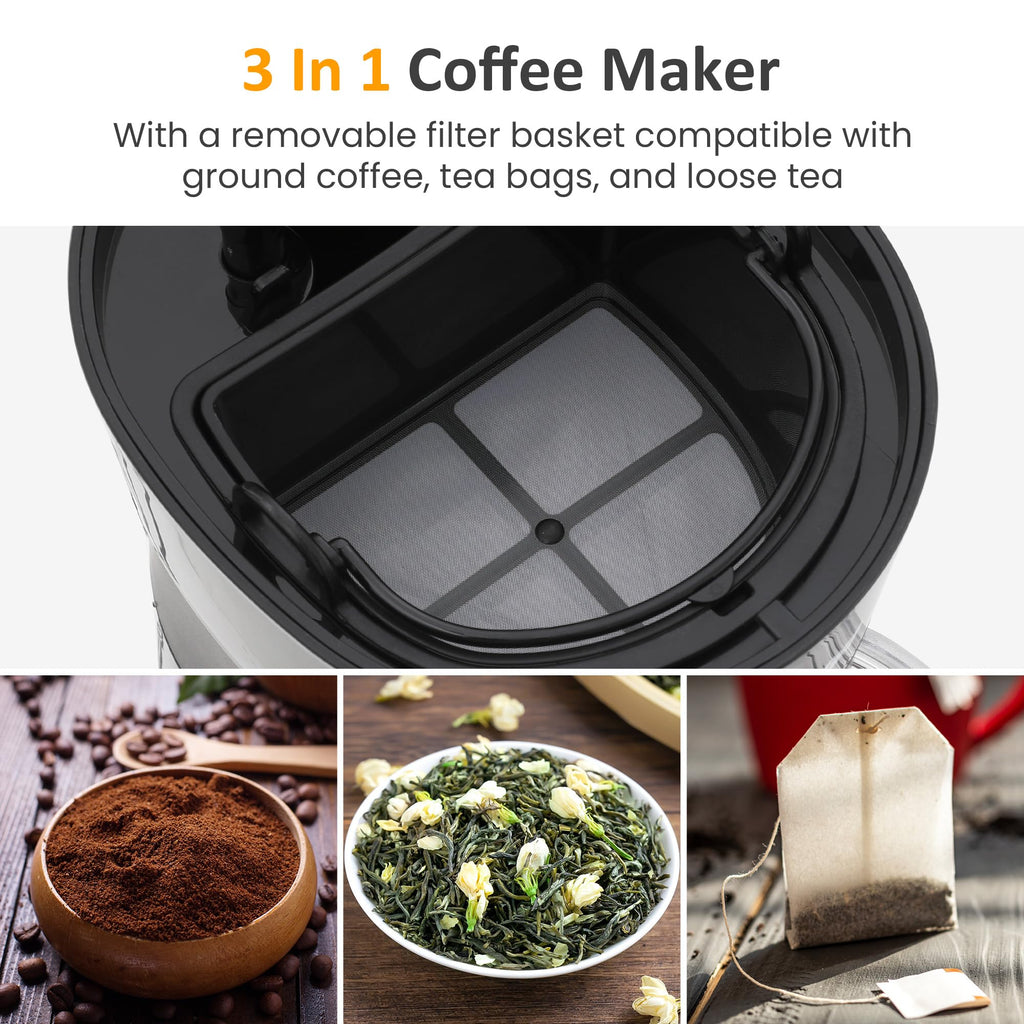 SUNVIVI 20 Oz Iced Coffee Maker for Ground Coffee, Cold Brew Tea Maker with Reusable Coffee Filter and Insulated Pitcher, Single Serve Machine for Home, Strength Control for Flavor, Black