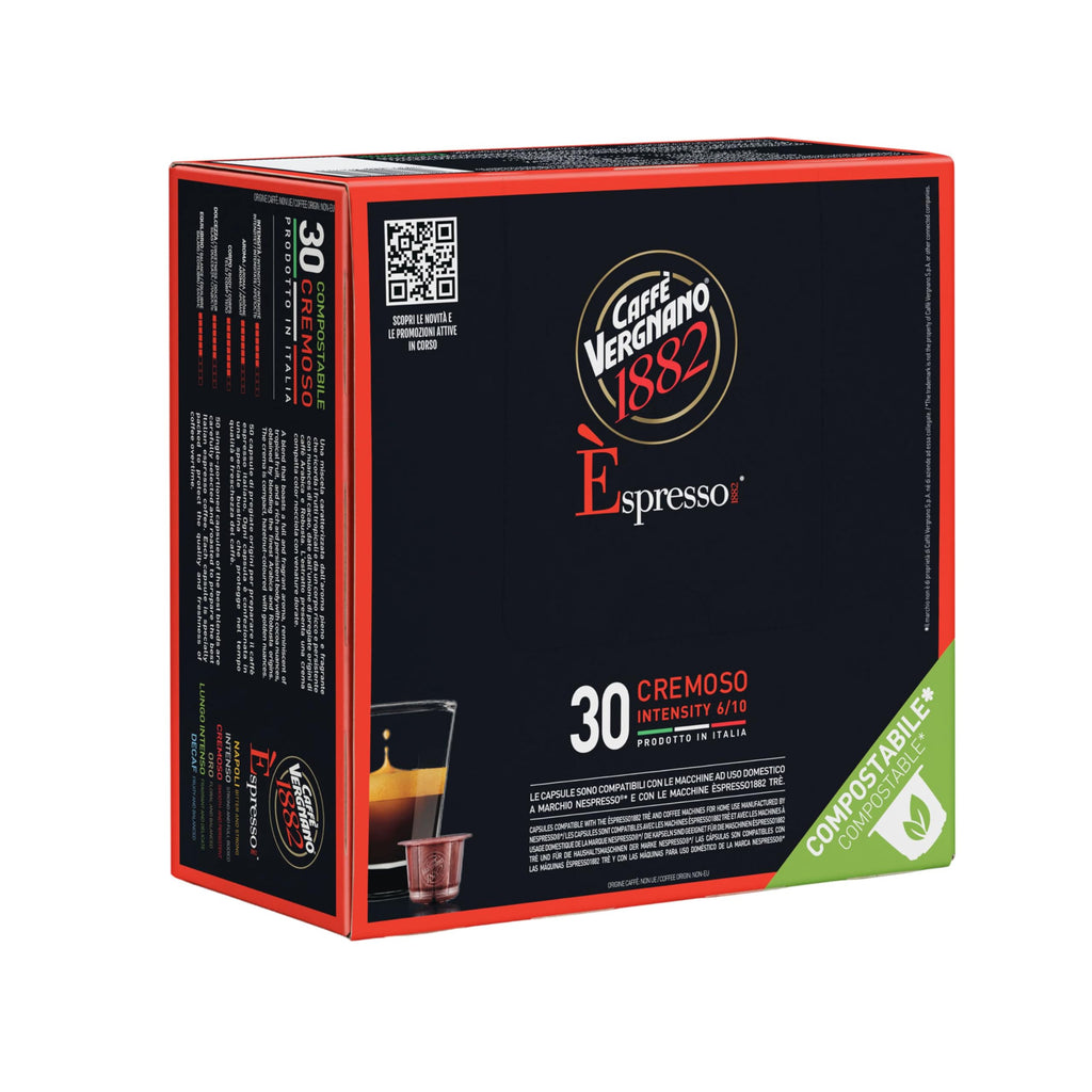 Caffe Vergnano Cremoso Espresso Pods, Nespresso Original Compatible, 30 Ct