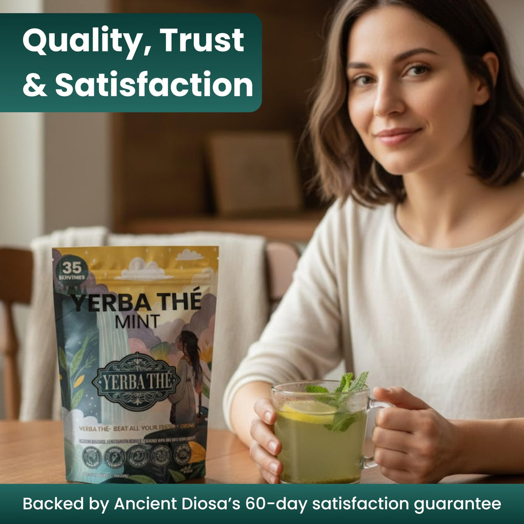 Yerba Mate Instant Tea Powder - Sugar Free Organic Yerba Mate Tea 350g - Supports Gut Health with Probiotics & Prebiotics, Brain Fog Relief, Clean Energy, Focus & Relaxation - Mint - 35 Servings