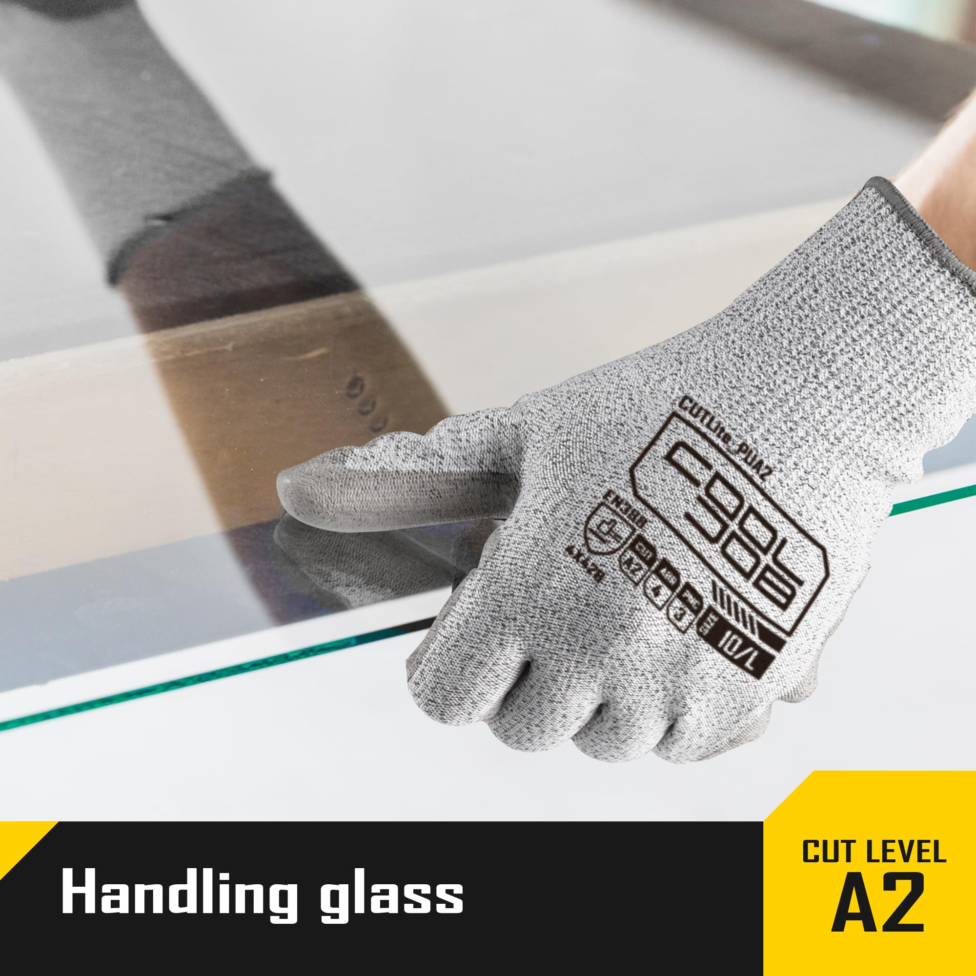 COOLJOB 12 Pairs A2 PU Cut Resistant Safety Work Gloves with Grip, XL