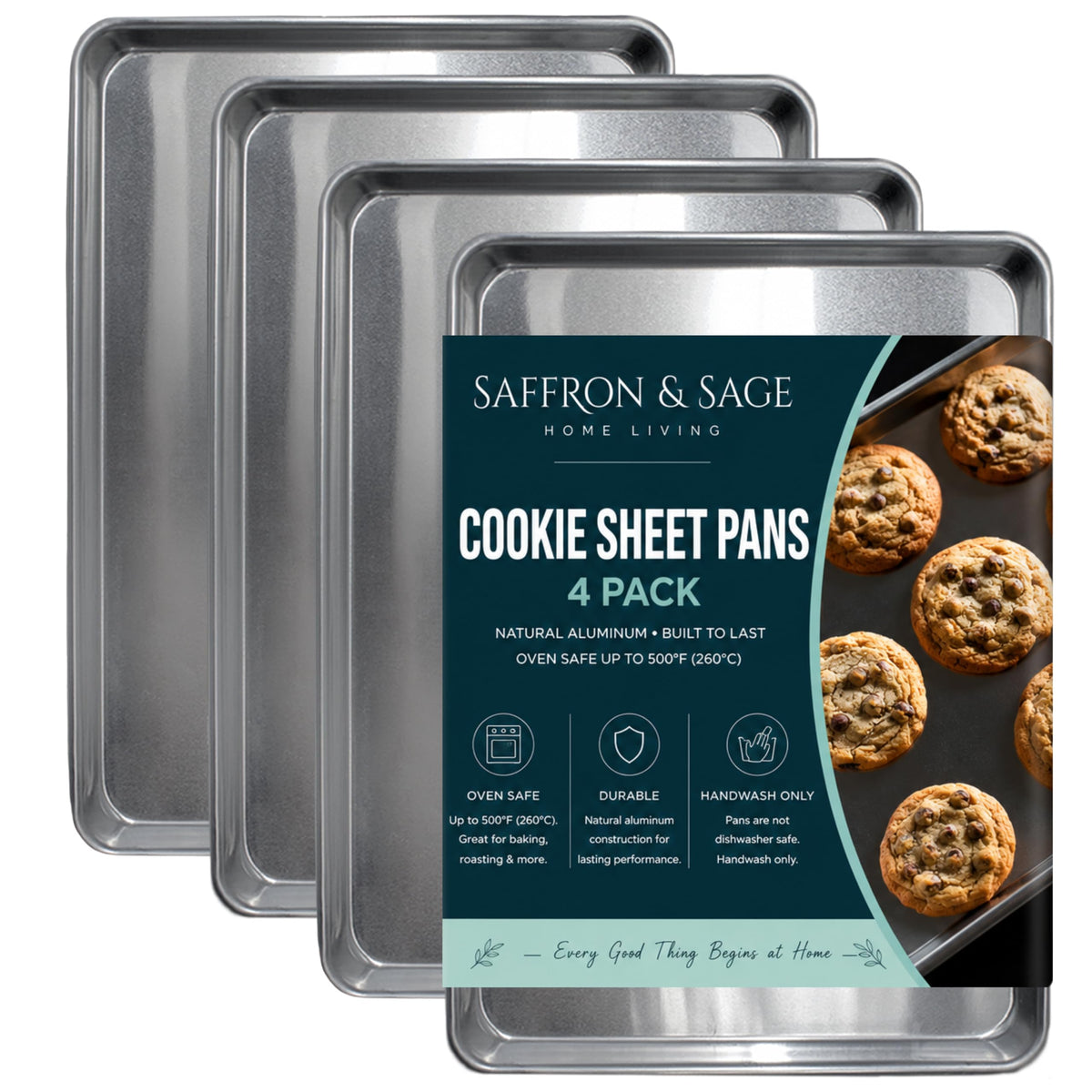 Commercial Quality Cookie Sheet and Rack - Aluminum Half Sheet Baking Pan and Stainless Steel Cooling Rack Set, 13x18 Rimmed Baking & Roasting Tray is Rust & Warp Resistant, Heavy Duty, of Thick Gauge