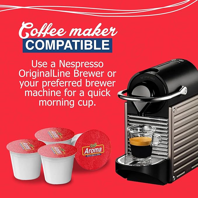 Café Aroma Espresso Capsules, Espresso Pods, Compatible With Nespresso Original Machines, Authentic Cuban Style Coffee, 4 Pack (40 Count)