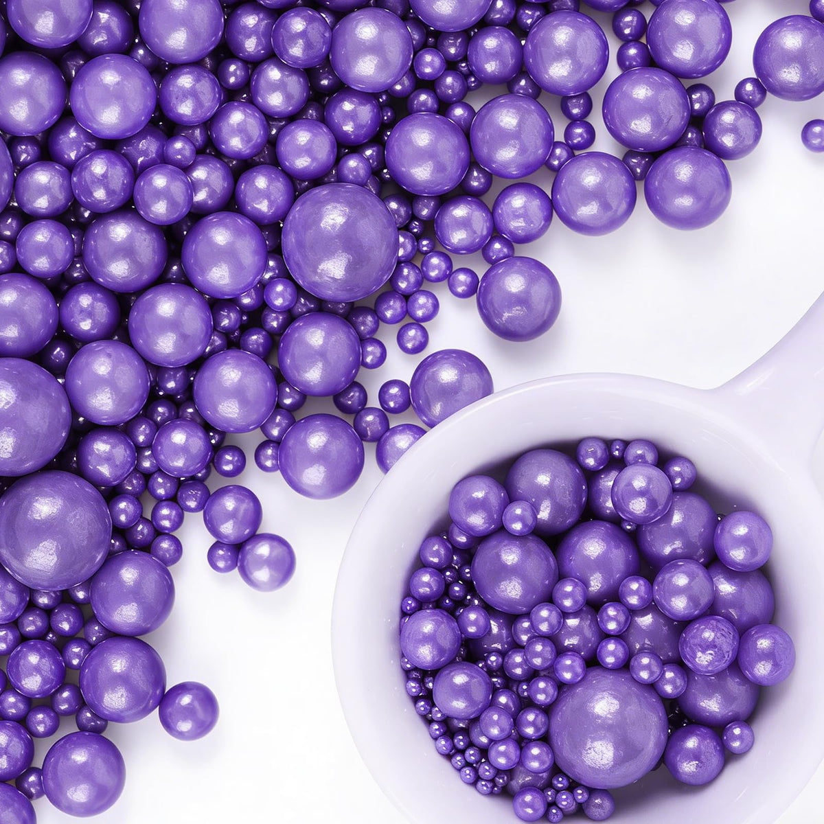 Black Pearl Sprinkles for Cake Decorating, 6 Sizes Edible Pearls Sugar