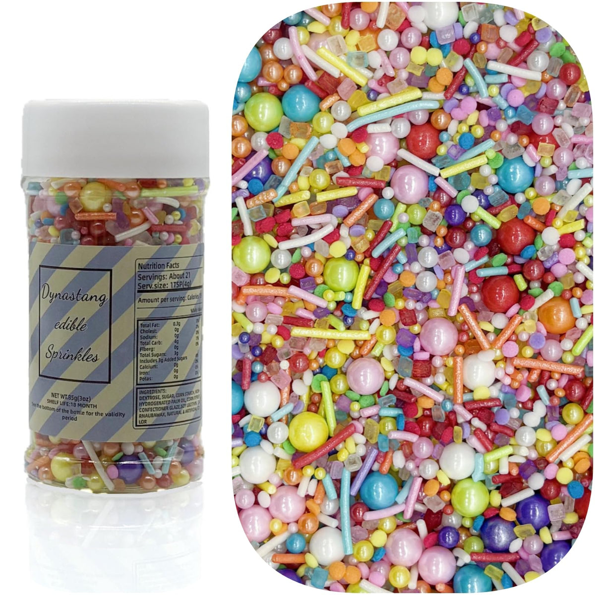 Dynastang Black & Silver & Blue & Purple Sprinkles Mixed Style Edible Cake Decorations Cupcake Toppers Cookie Perfect for Cakes, Cupcakes, Desserts Toppings 3OZ