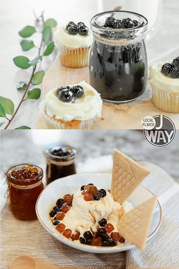 J WAY LOCAL FLAVOR BOBA Authentic Instant Tapioca Boba Pearls Bulk,60 Servings Black for Milk Tea,Smoothies and Desserts,Brown Sugar Flavor (Ready in Just 20 Seconds,No Preservatives,Gluten Free)