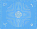 Silicone Baking Mat for Rolling Pastry Dough with Measurements, 25.6" x 17.7" BPA Free Non stick and Non Slip Blue Table Sheet Baking Supplies for Bake Pizza Cake
