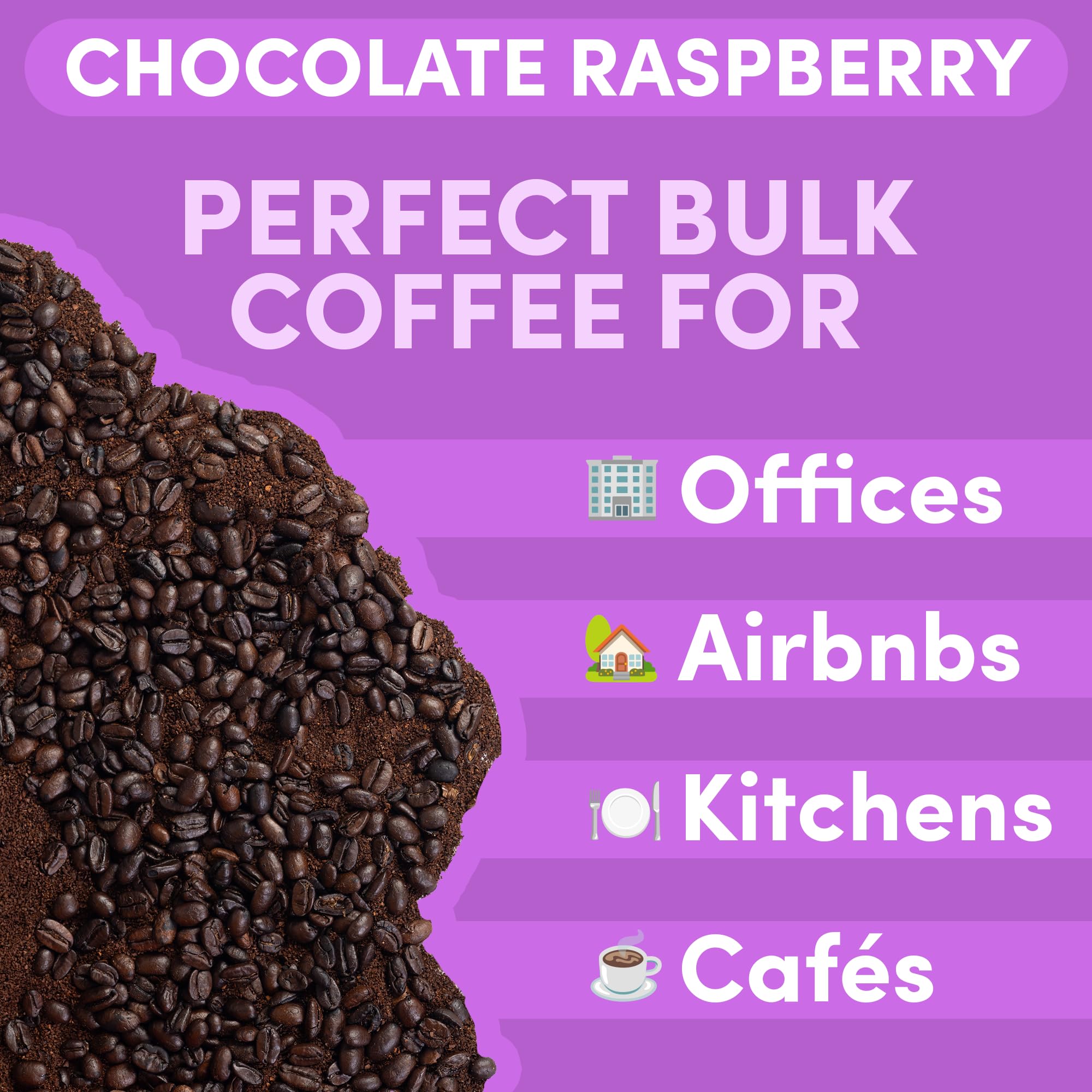 Sarasota Coffee Ground Chocolate Raspberry | Medium Roast Gourmet Flavored Coffee Grounds | Low Acid, Mold Free, Specialty Grade Flavored Bulk Ground Coffee | 5lb (80 oz)