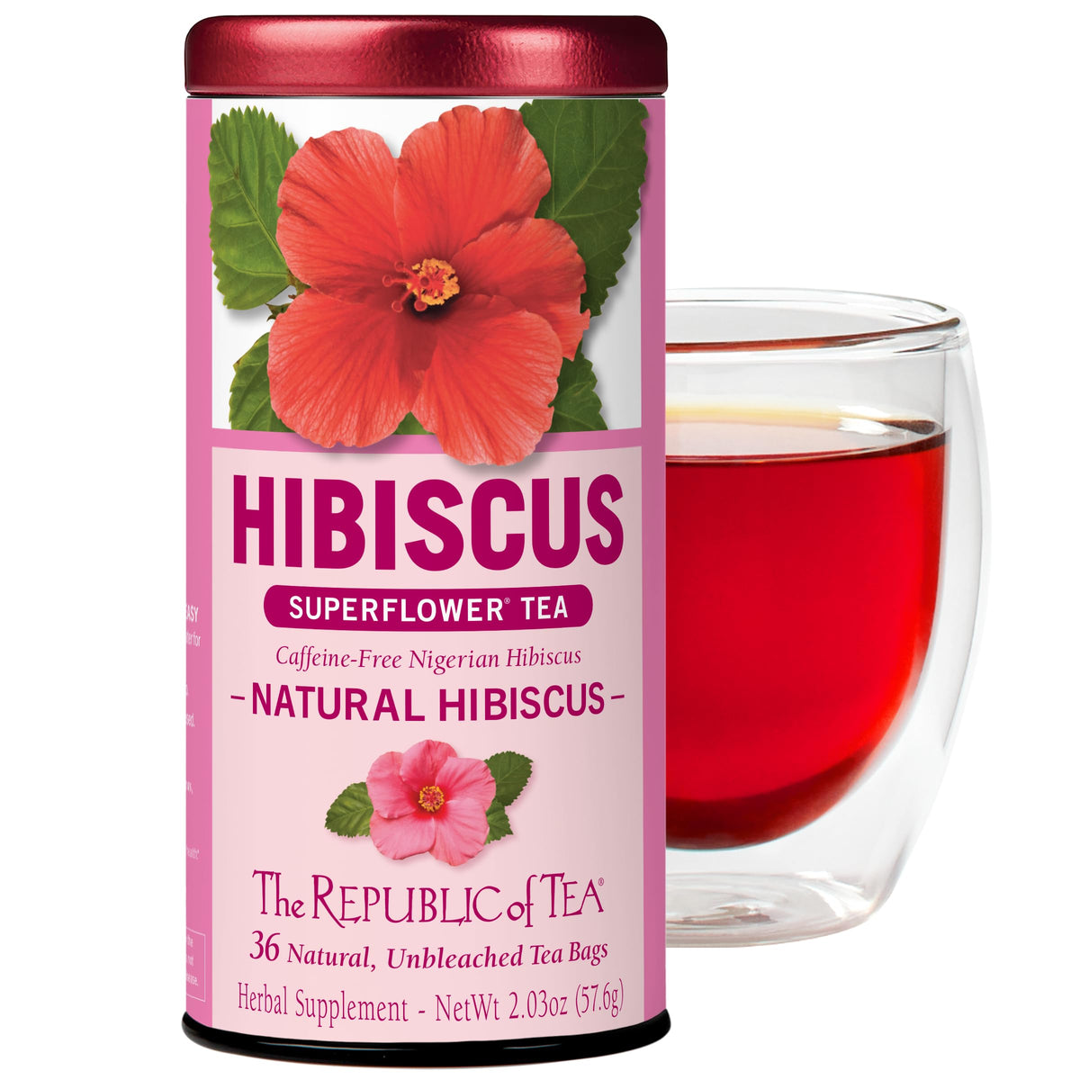 The Republic of Tea Natural Hibiscus Super Refill Herbal Tea, 100 Count