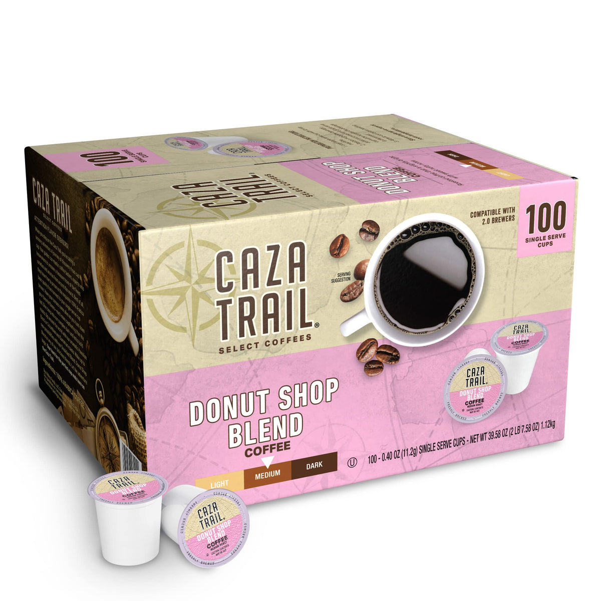 Caza Trail Coffee Pods, Blonde Roast, Single Serve (Packing May Vary), 100 Count (Pack of 1)