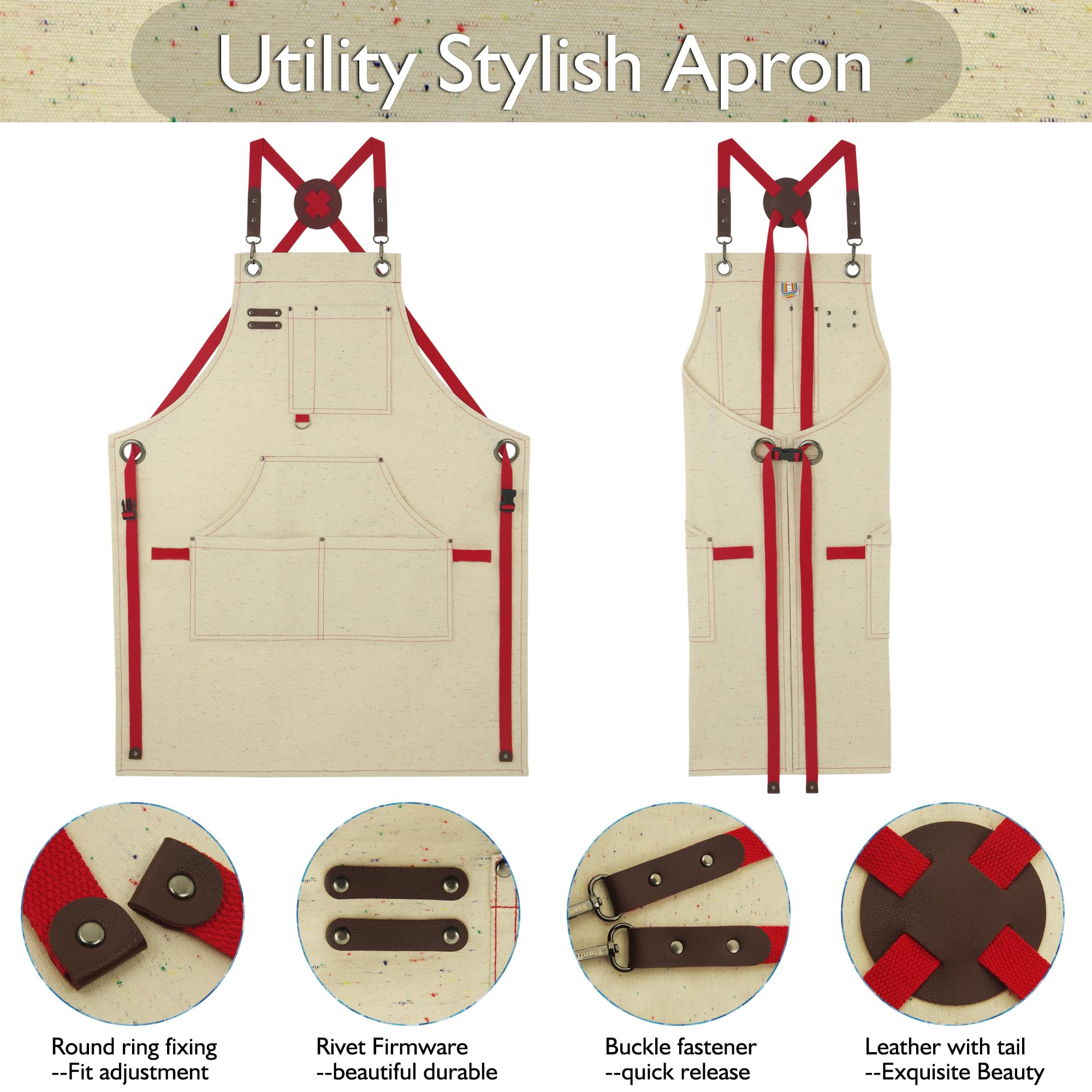 Stenffy Work Aprons, Canvas Apron, Waterproof, Colorful Spots