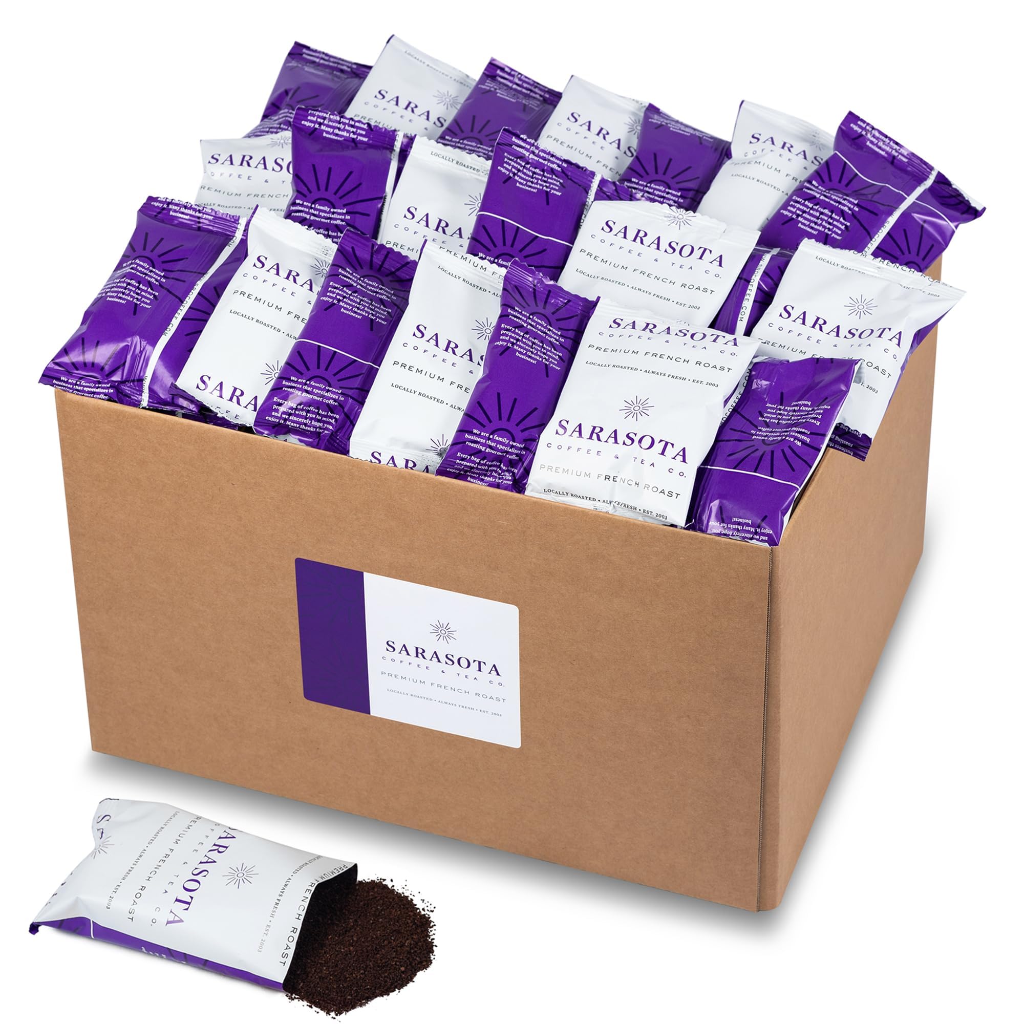 Coffee Packets – Dark Roast Ground, European French Roast | 2oz Bulk Pre-Measured Coffee Packs for 12-Cup Drip Makers, Commercial Fractional Bags | 100-Count