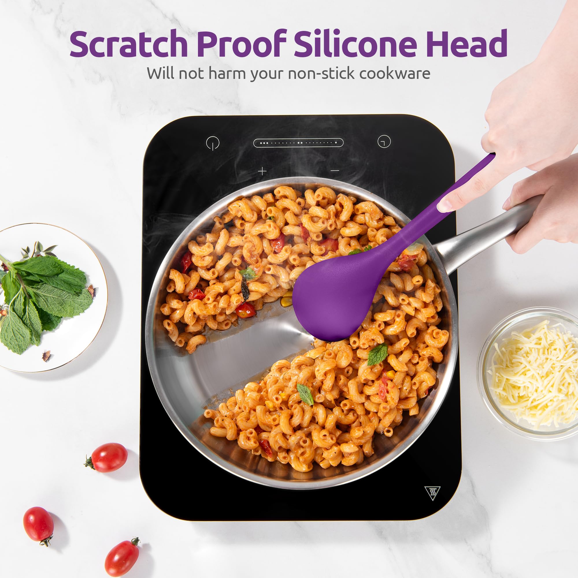 U-Taste Silicone Kitchen Cooking Utensil Set of 5, 13.6" Long, Purple