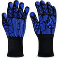 FITFIV BBQ Gloves, Oven Gloves, 1472°F Extreme Heat Resistant Barbecue Gloves, Silicone Non-Slip Oven Mitts, Kitchen for Cooking, Grilling, and Baking