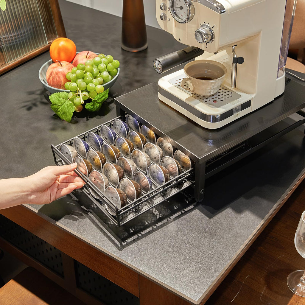 IBUYKE Coffee Pod Drawer Holder for Nespresso Vertuo Pods,Black TCJ101B