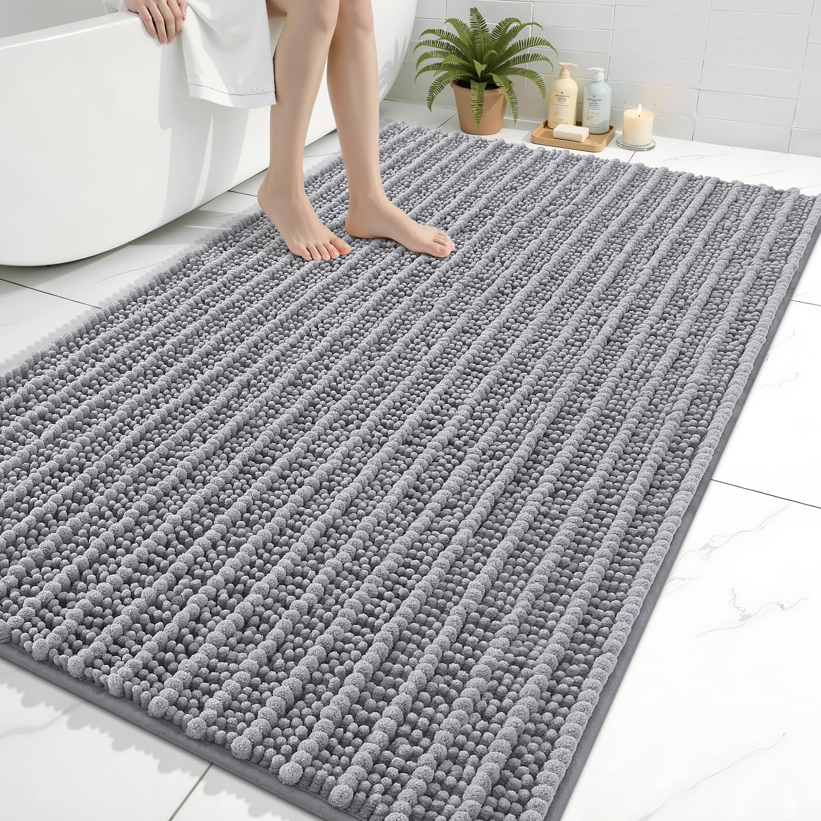 Arotive Bathroom Rugs Mat 59x35, Soft Absorbent Chenille Shaggy Bath Mat