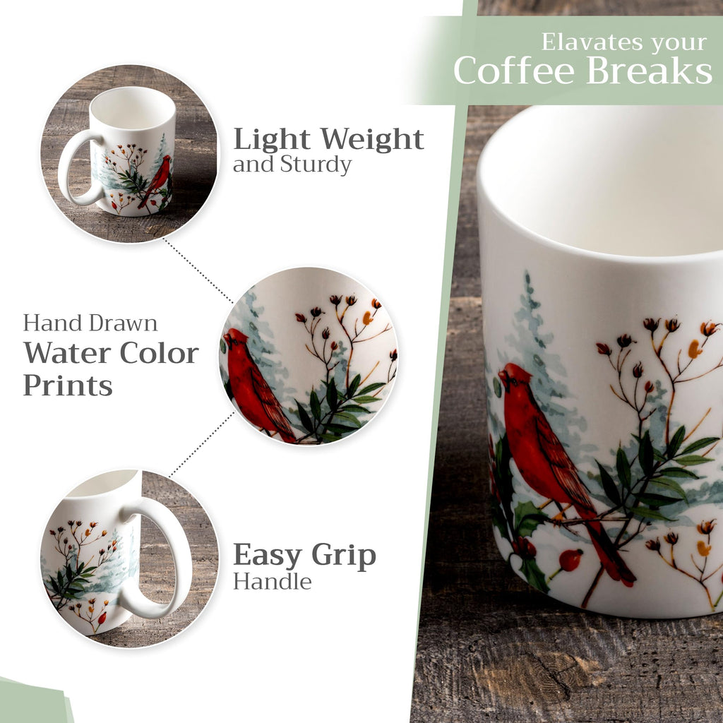 Maison d' Hermine Coffee Mug with Handles Tea Cups (15 Ounce, Pack of 1)