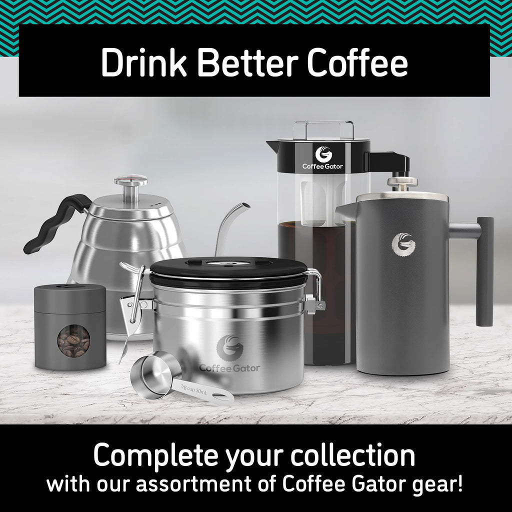 Coffee Gator Coffee Canister, 16oz Airtight Stainless Steel Container