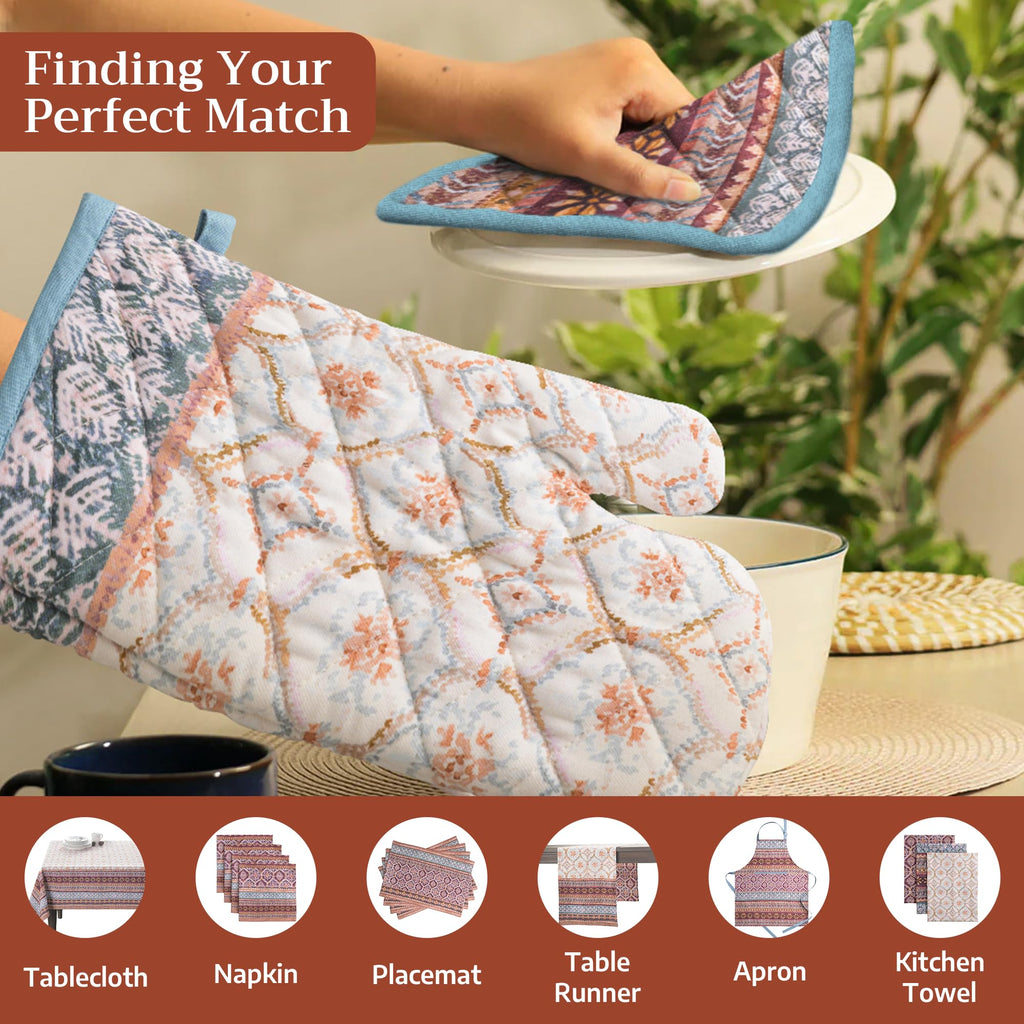 Maison d'Hermine Oven Gloves 100% Cotton Oven Mitt (7" x 13", Pack of 1)