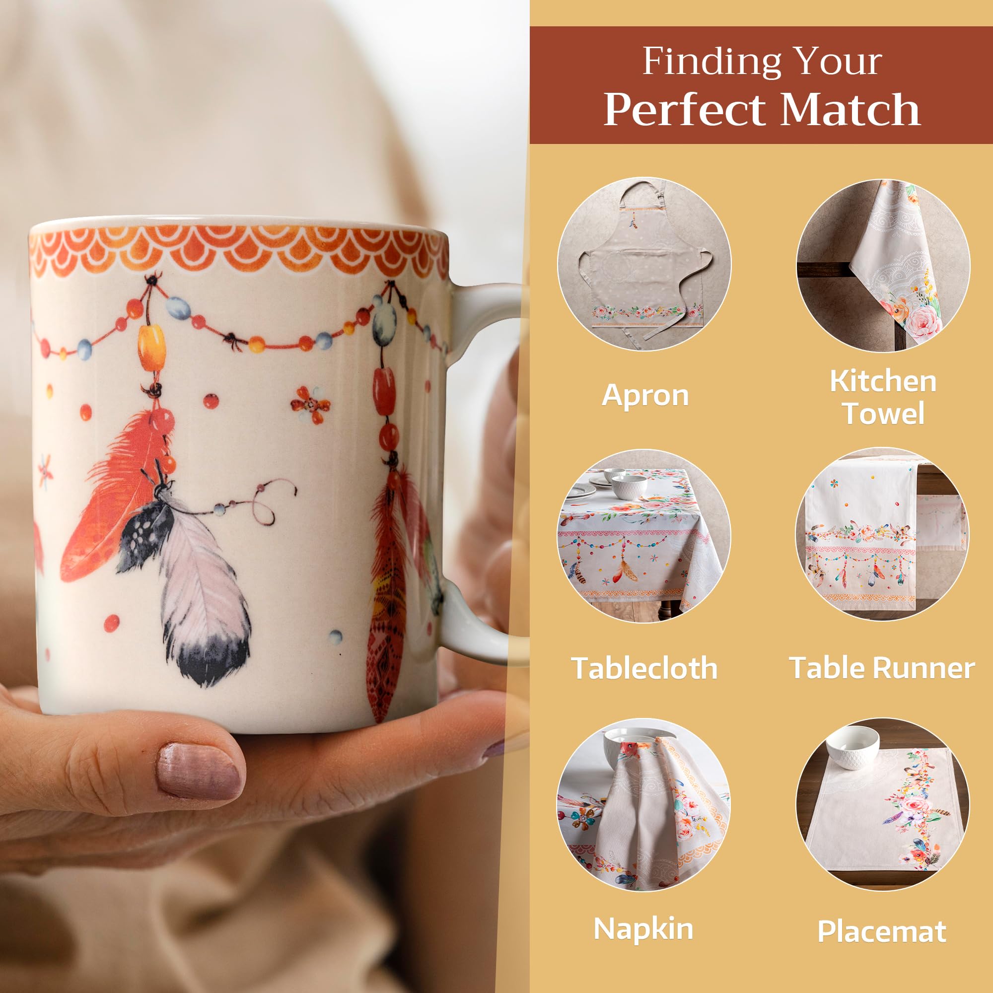 Maison d' Hermine Coffee Mug with Handles Tea Cups (12 Ounce, Pack of 1)