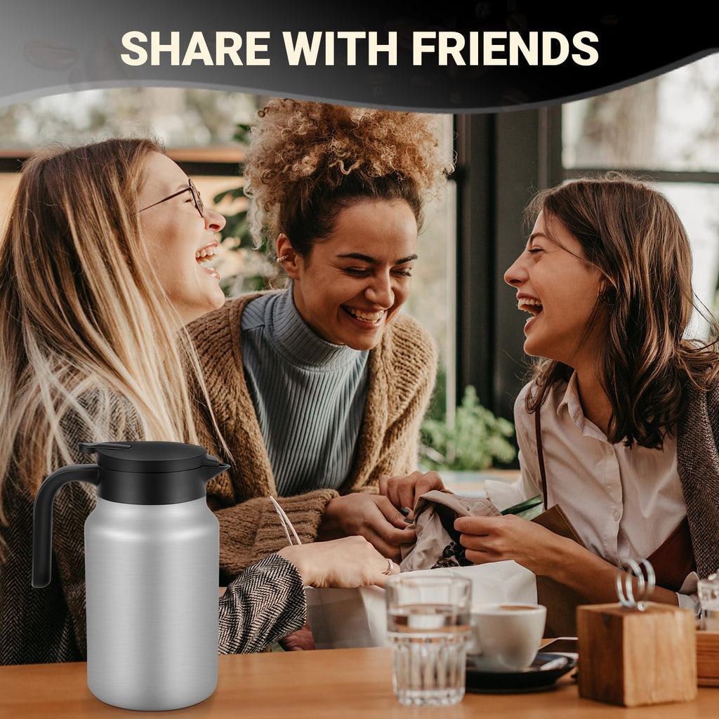 WYHVAND Insulated Coffee Carafe, 51 oz, Keeps Hot for 12H, Silver