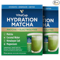 VitaCup Hydration Matcha Instant Packets, for Natural Energy and Detox, w/Electrolytes, Ceremonial Grade Organic Matcha, Coconut Water, Pink Himalayan Salt, Magnesium, in Single Serve Sticks, 40 Ct