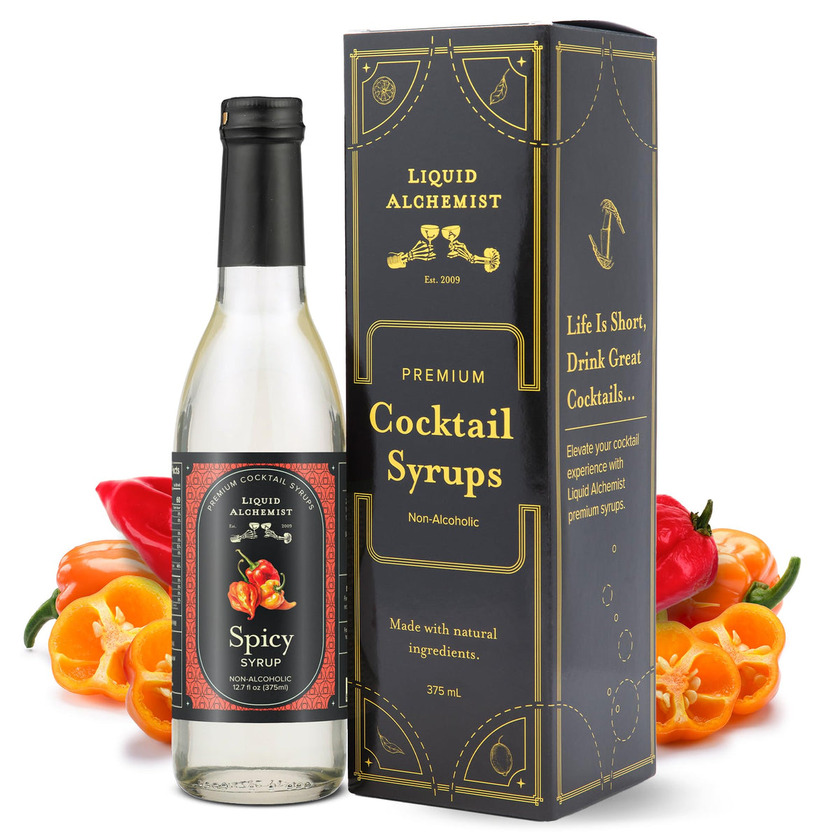 Liquid Alchemist Peach Syrup for Cocktails | Real Ingredients Make our Peach Syrup for Drinks a Perfect Bellini Mix | Small Batch, Non-GMO & Vegan | 25.4 oz Drink Mixer, Pack of 1