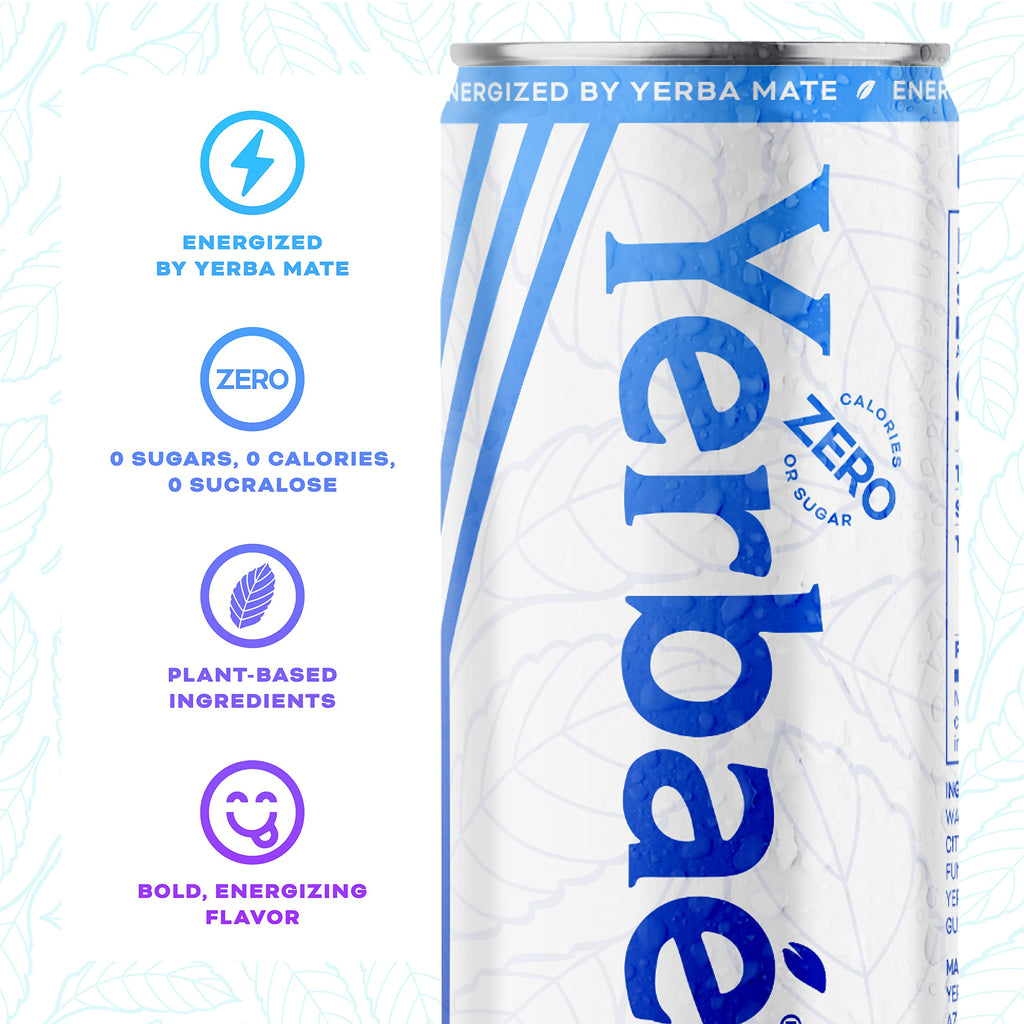 Yerbaé Energy Seltzer - Variety Performance Pack. No Sugar/Calories/Carbs. Energized by Yerba Mate Naturally Caffeinated Plant-Based, Healthy Alternative to Coffee/Sugary Sodas, Pack of 12, 12oz cans